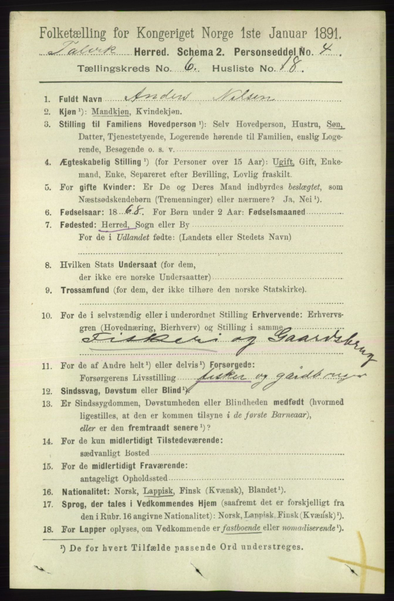 RA, 1891 census for 2013 Talvik, 1891, p. 1717