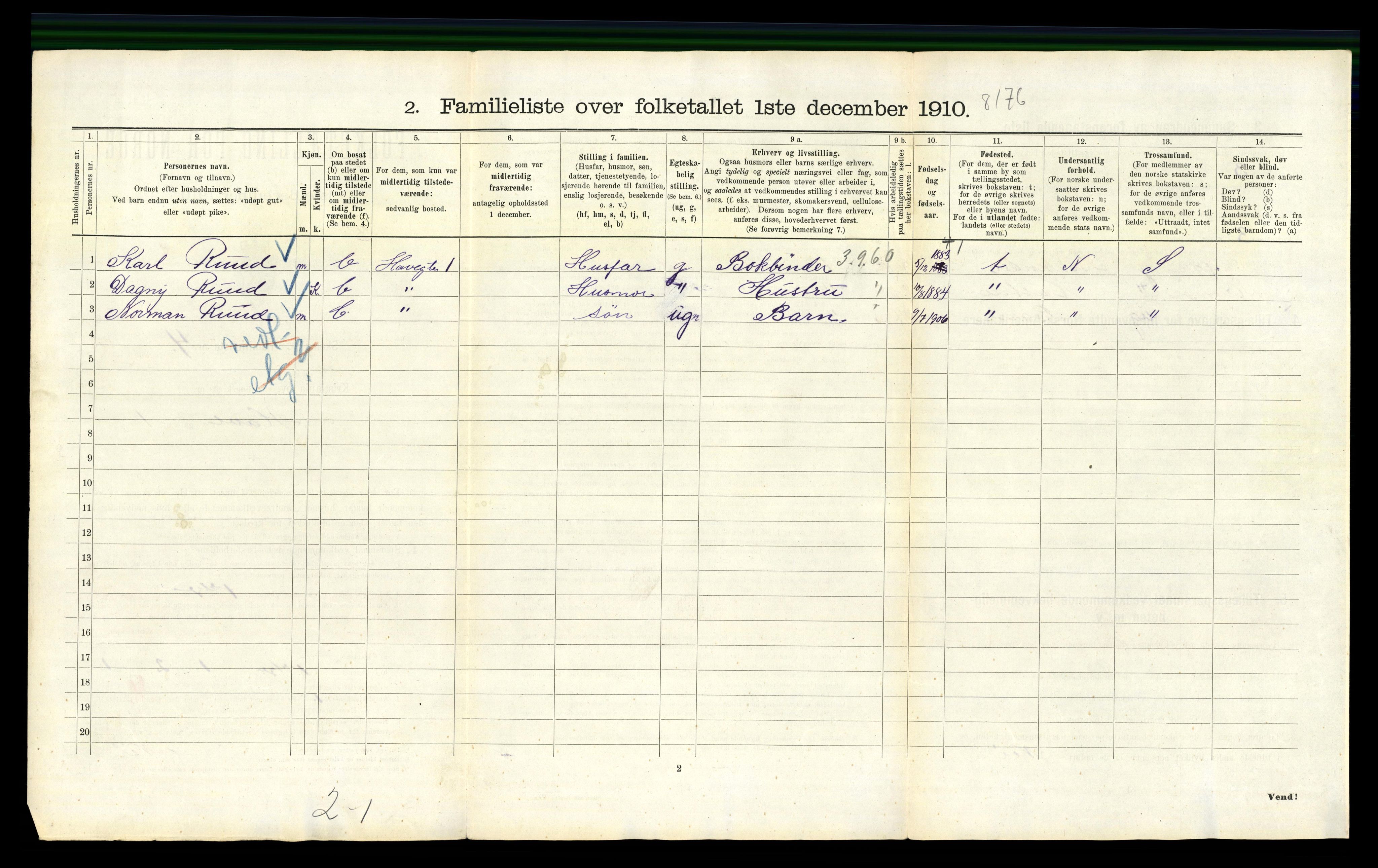 RA, 1910 census for Kristiania, 1910, p. 34748