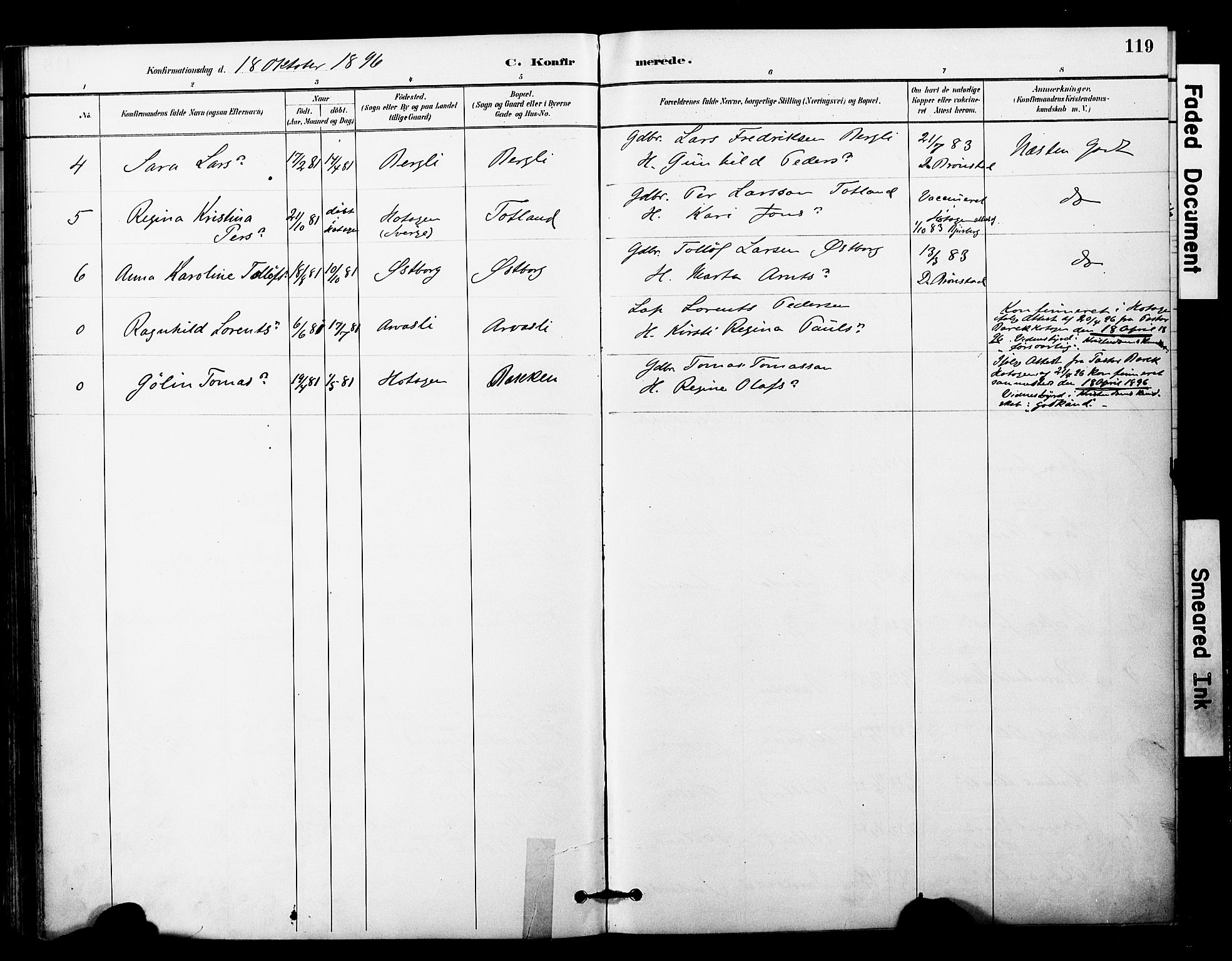 Ministerialprotokoller, klokkerbøker og fødselsregistre - Nord-Trøndelag, SAT/A-1458/757/L0505: Parish register (official) no. 757A01, 1882-1904, p. 119