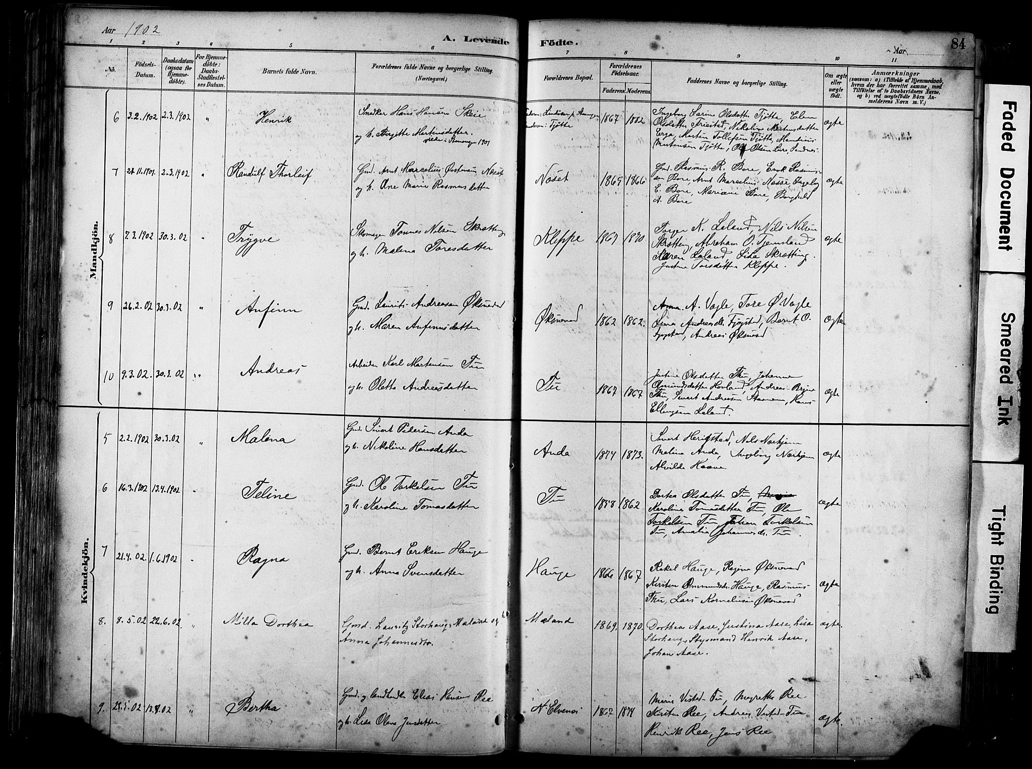 Klepp sokneprestkontor, AV/SAST-A-101803/001/3/30BA/L0009: Parish register (official) no. A 7, 1886-1915, p. 84