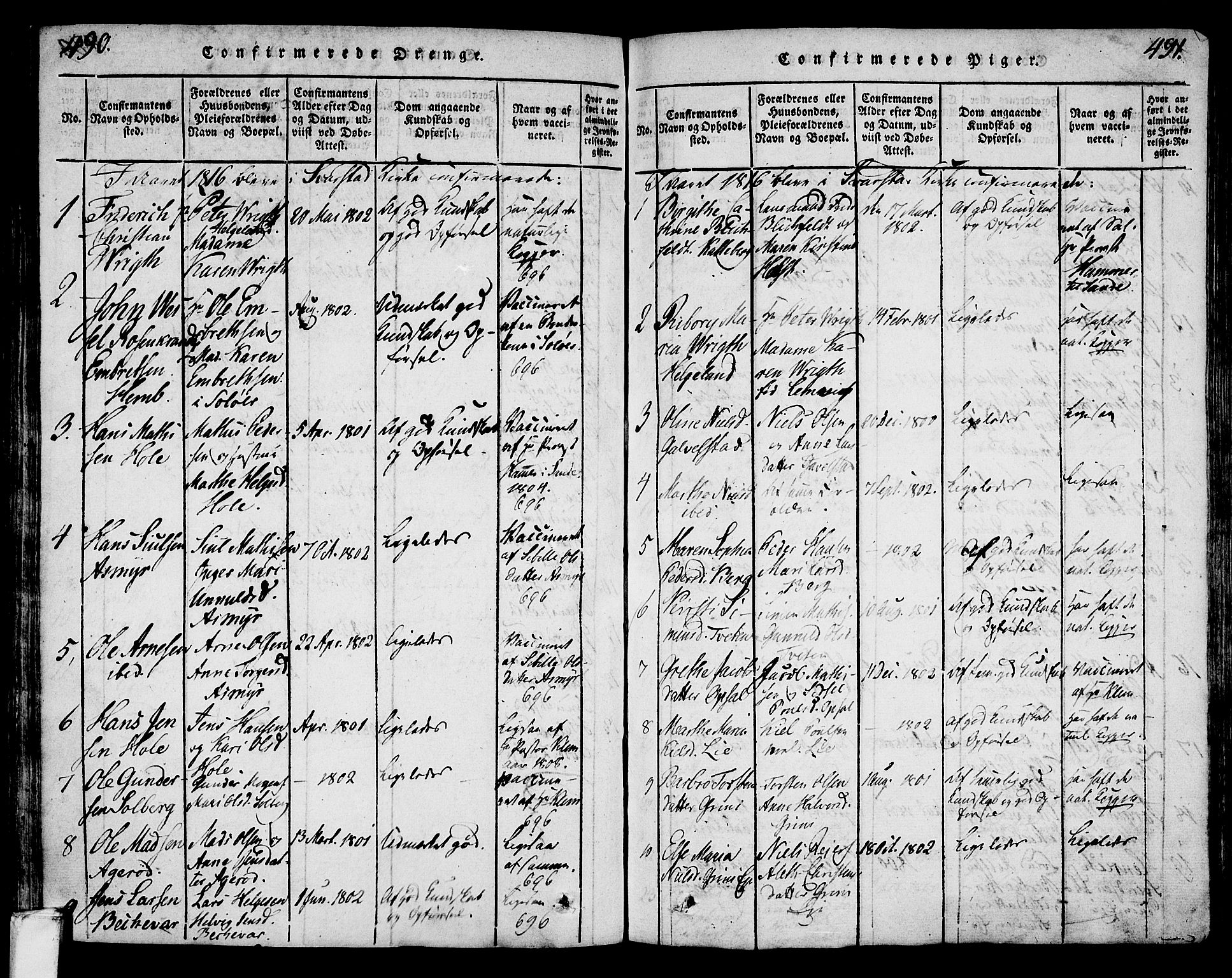 Lardal kirkebøker, AV/SAKO-A-350/F/Fa/L0005: Parish register (official) no. I 5, 1814-1835, p. 490-491