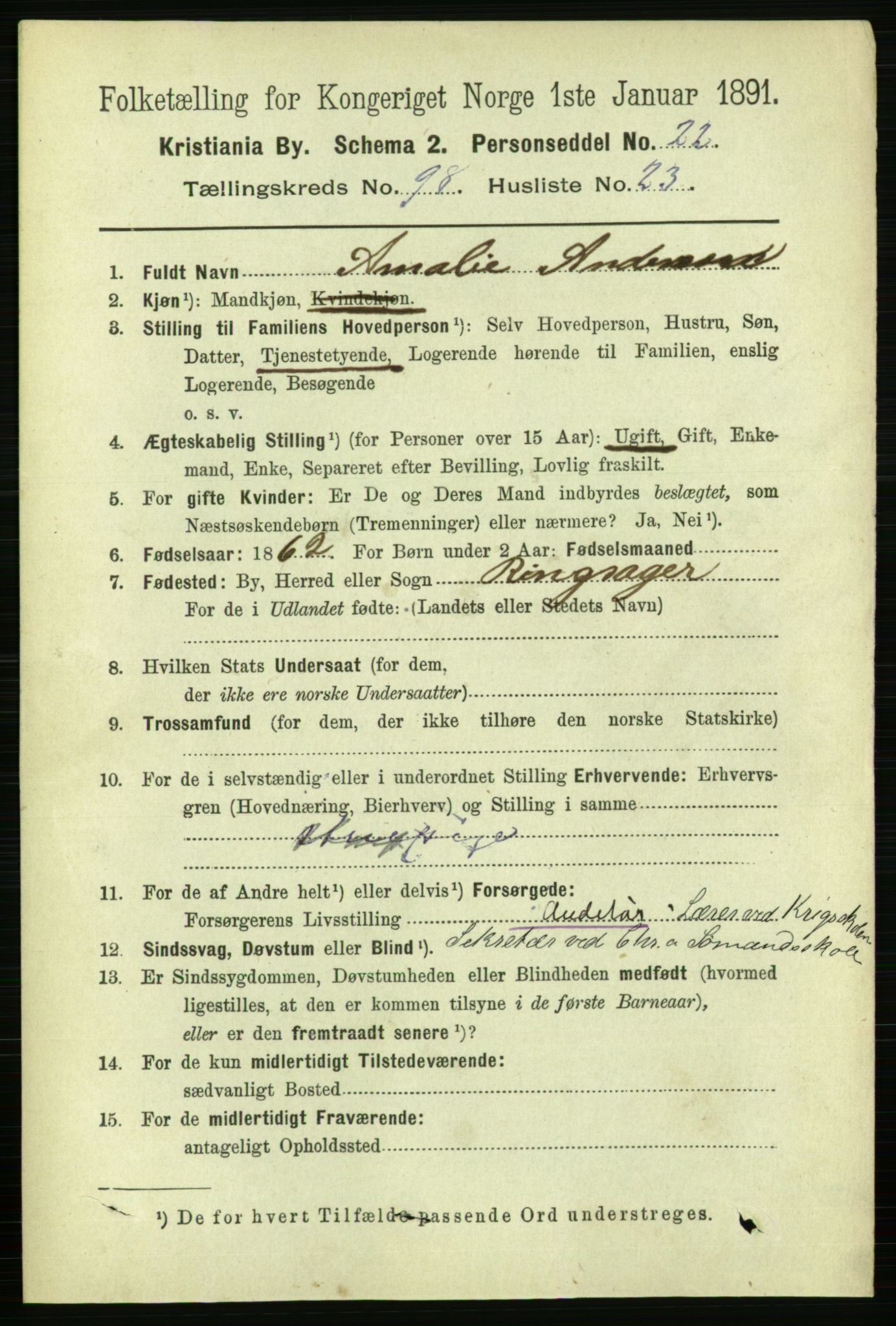 RA, 1891 census for 0301 Kristiania, 1891, p. 48510