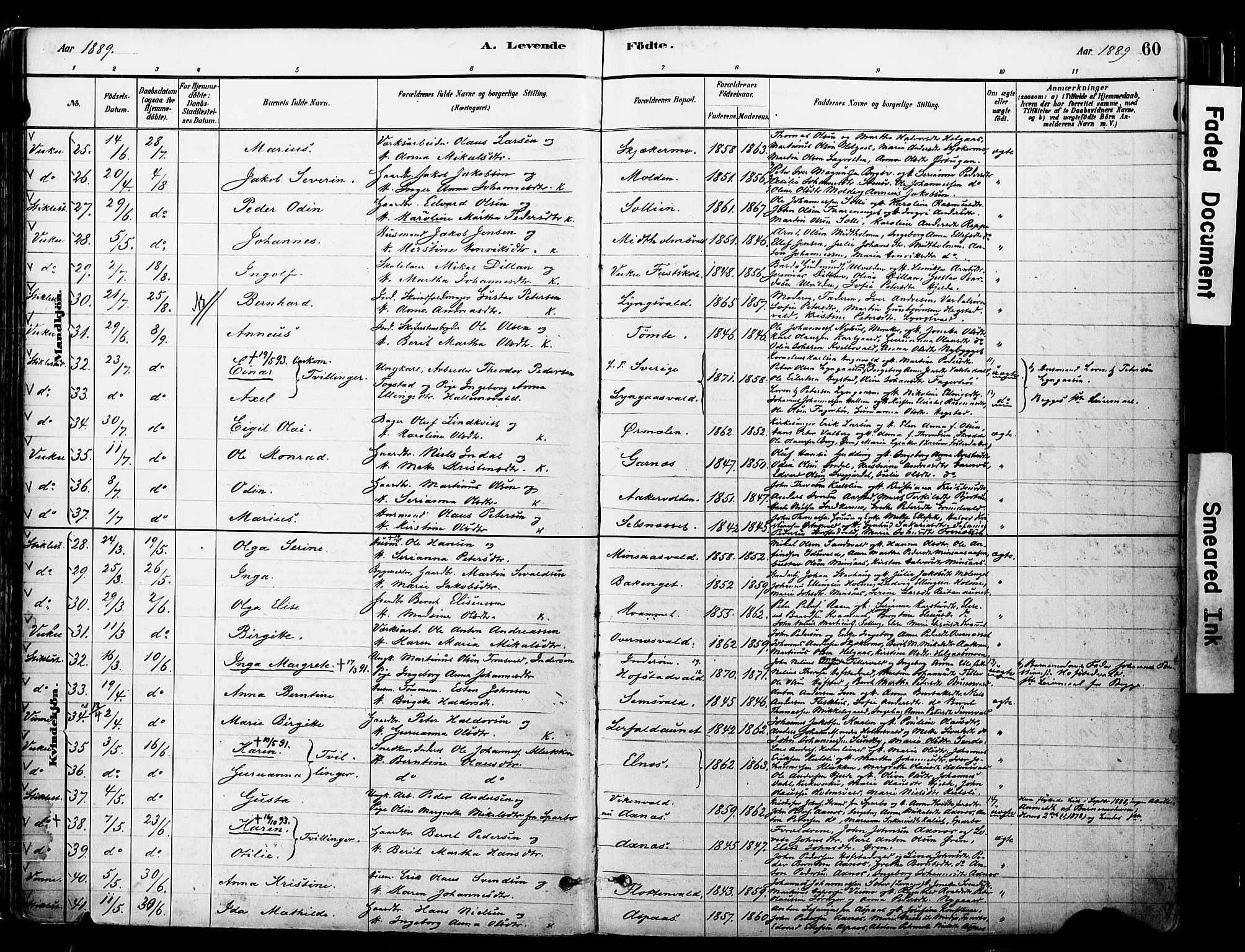 Ministerialprotokoller, klokkerbøker og fødselsregistre - Nord-Trøndelag, AV/SAT-A-1458/723/L0244: Parish register (official) no. 723A13, 1881-1899, p. 60