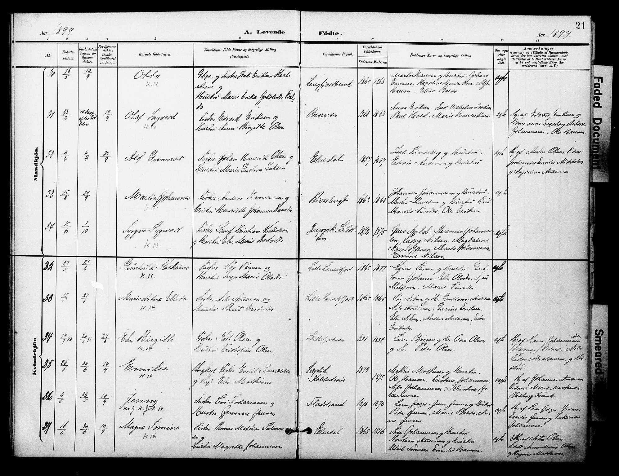 Talvik sokneprestkontor, SATØ/S-1337/H/Ha/L0014kirke: Parish register (official) no. 14, 1897-1905, p. 21