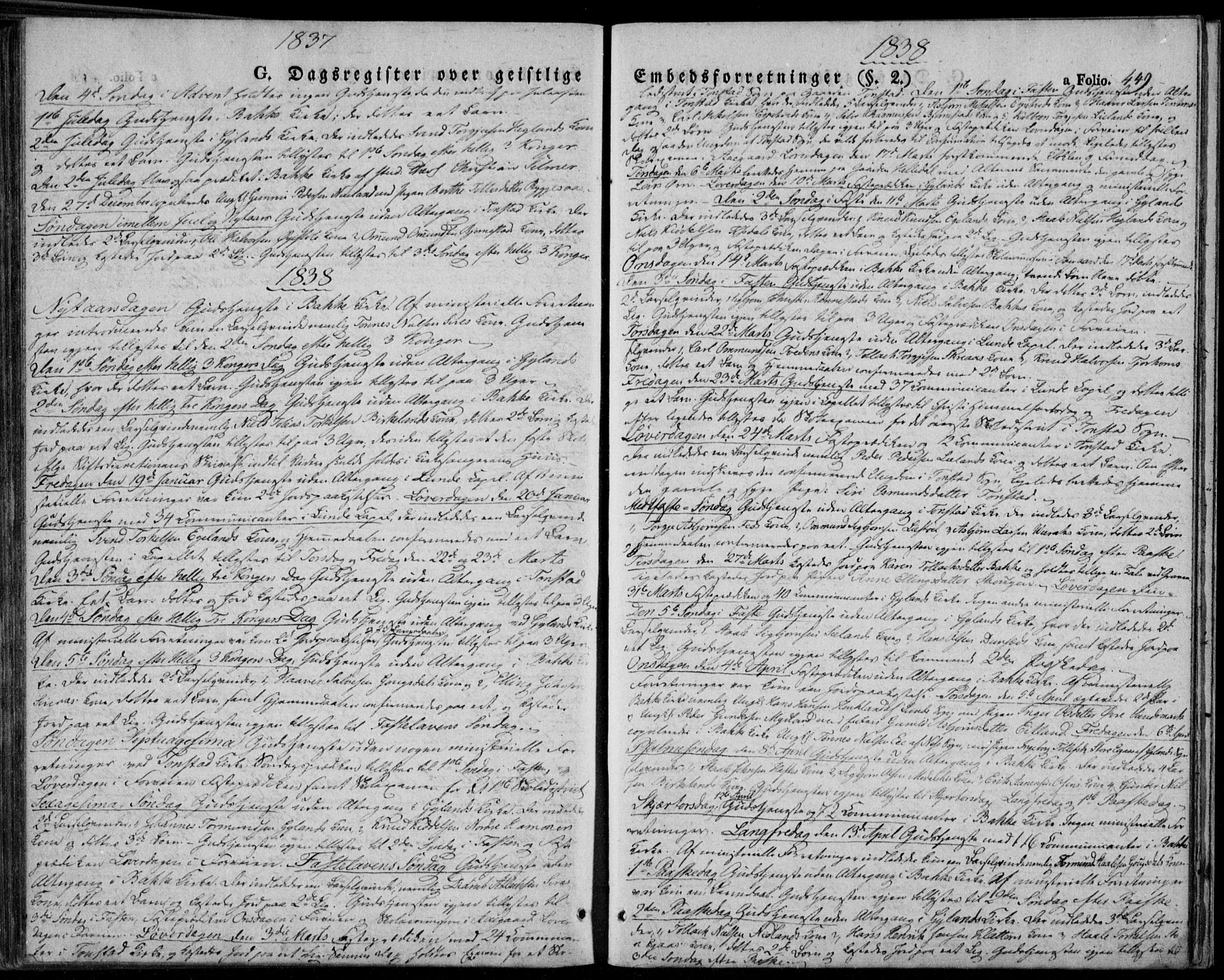 Bakke sokneprestkontor, SAK/1111-0002/F/Fa/Faa/L0004: Parish register (official) no. A 4, 1834-1846, p. 449