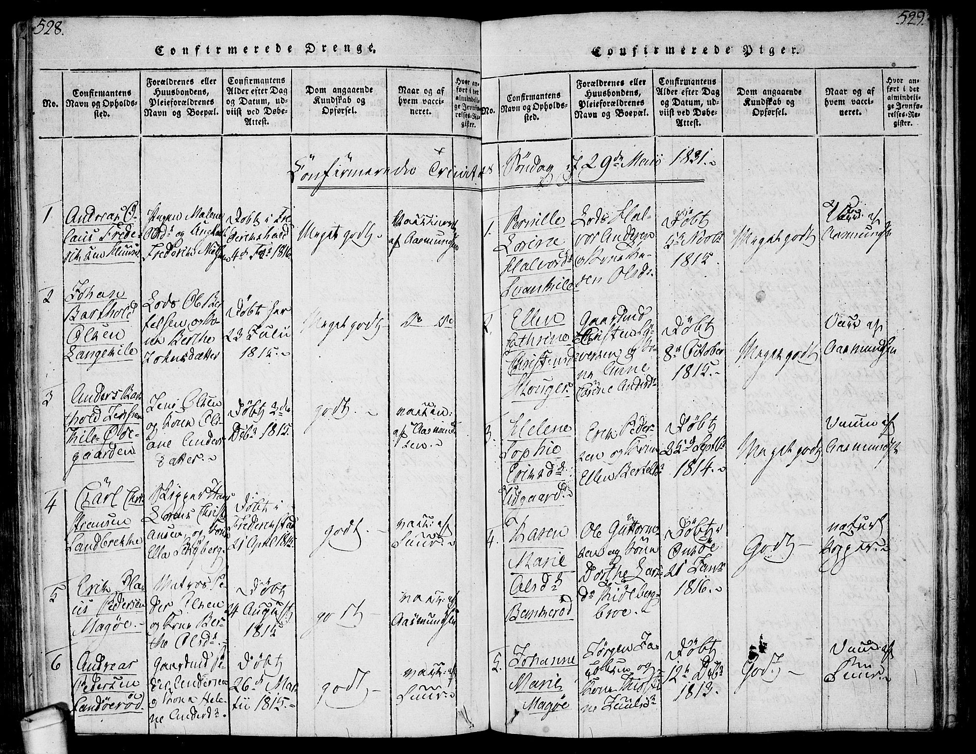 Hvaler prestekontor Kirkebøker, AV/SAO-A-2001/F/Fa/L0005: Parish register (official) no. I 5, 1816-1845, p. 528-529