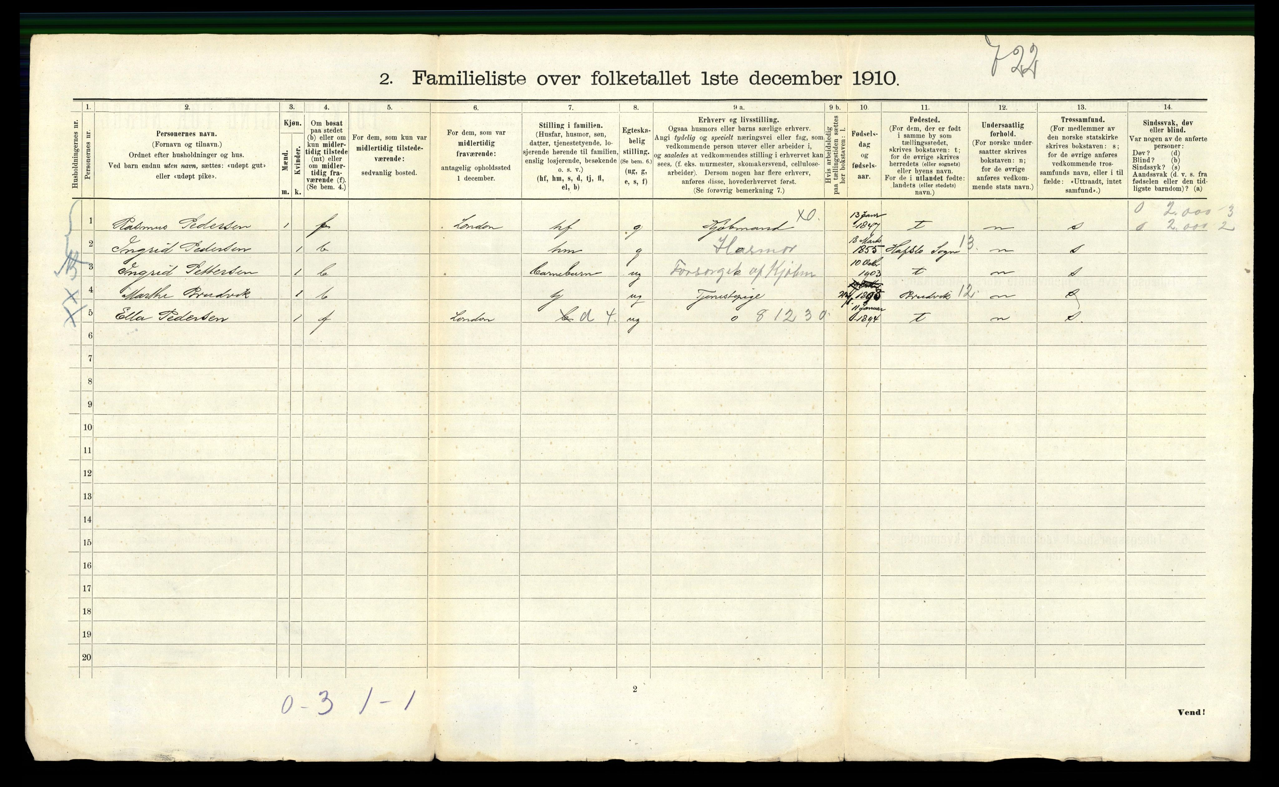 RA, 1910 census for Bergen, 1910, p. 12640