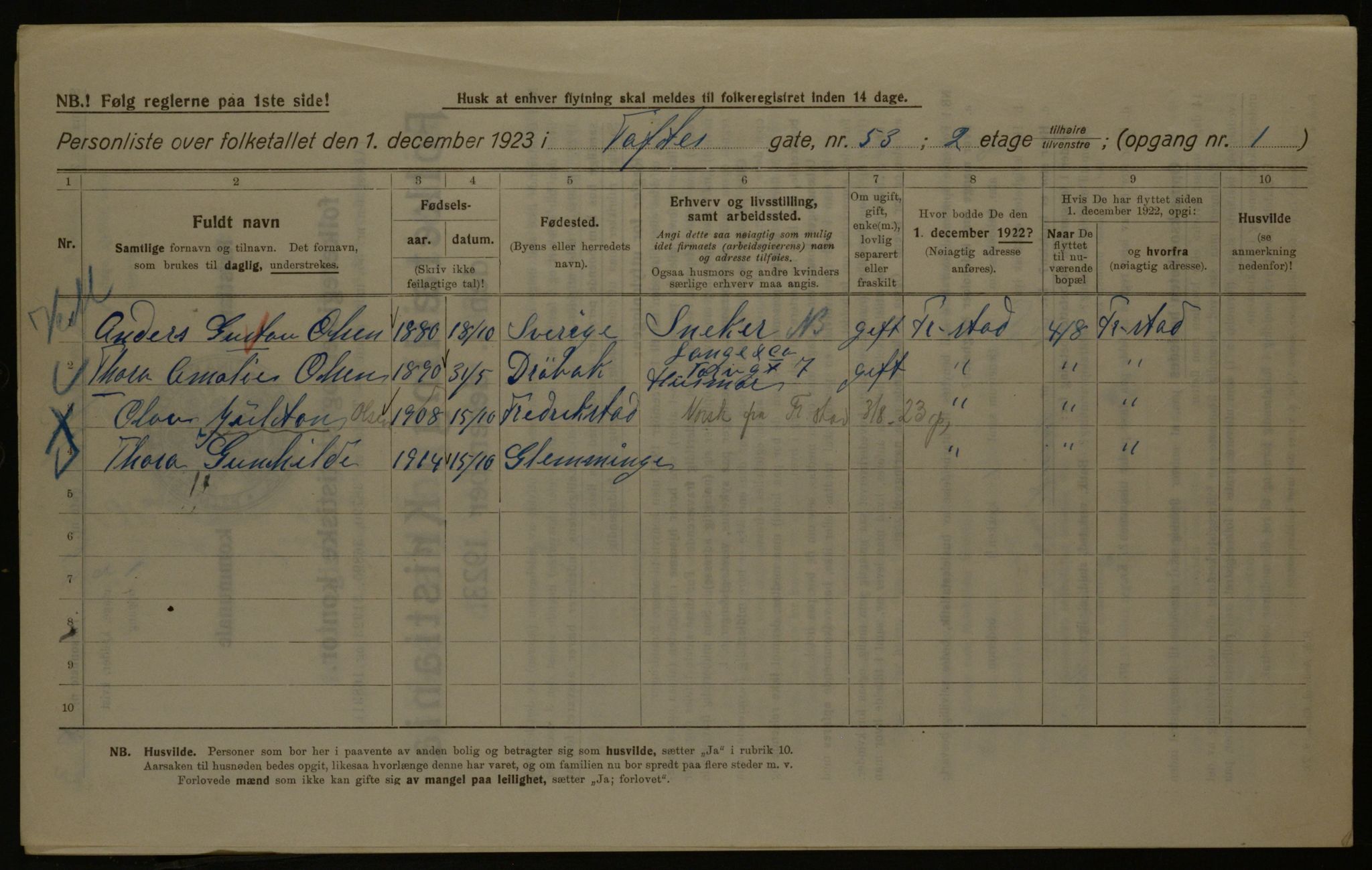 OBA, Municipal Census 1923 for Kristiania, 1923, p. 124532