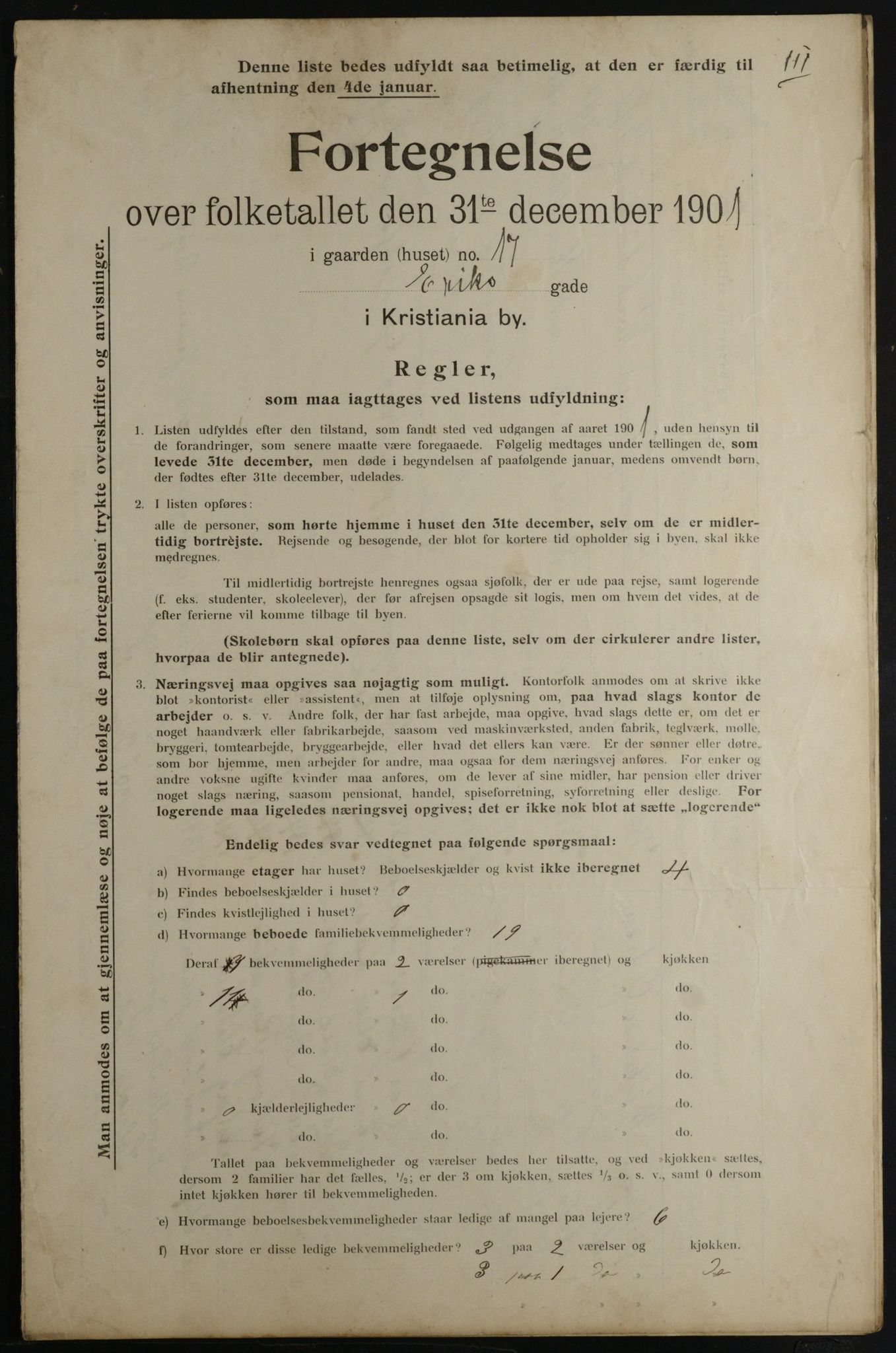 OBA, Municipal Census 1901 for Kristiania, 1901, p. 3178