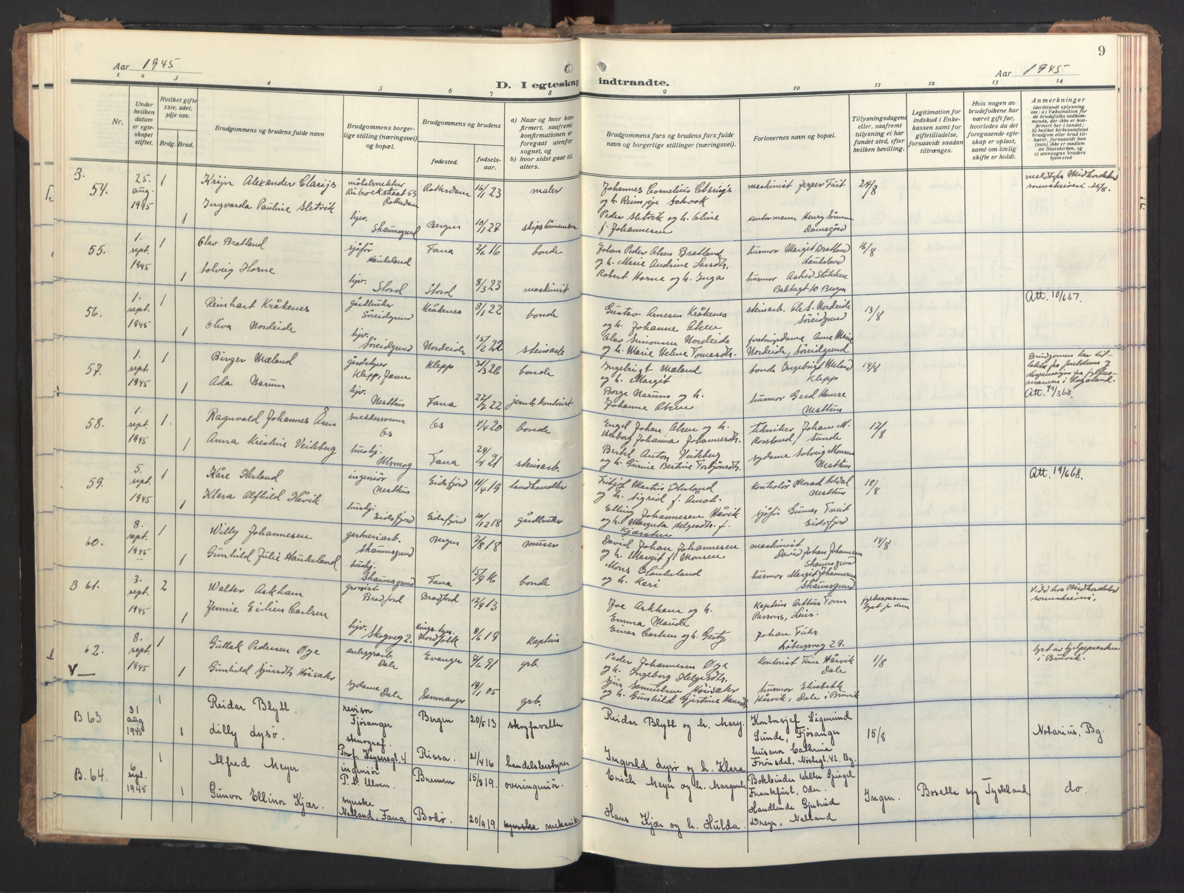 Birkeland Sokneprestembete, SAB/A-74601/H/Haa/Haac/L0001: Parish register (official) no. C 1, 1944-1954, p. 9