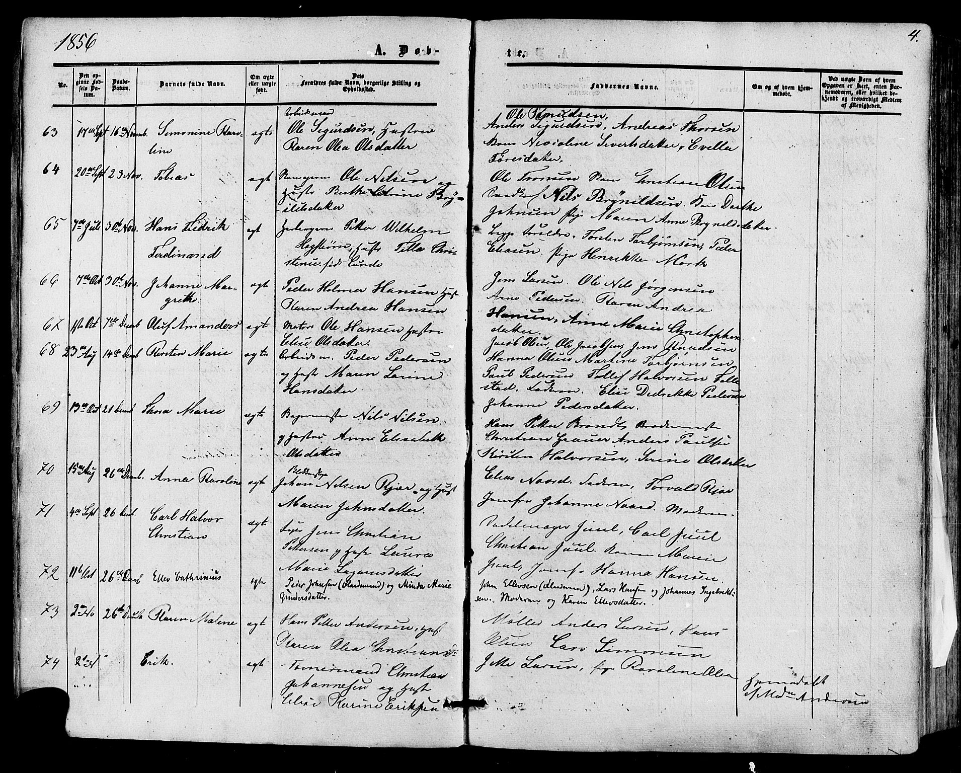Skien kirkebøker, SAKO/A-302/F/Fa/L0007: Parish register (official) no. 7, 1856-1865, p. 4