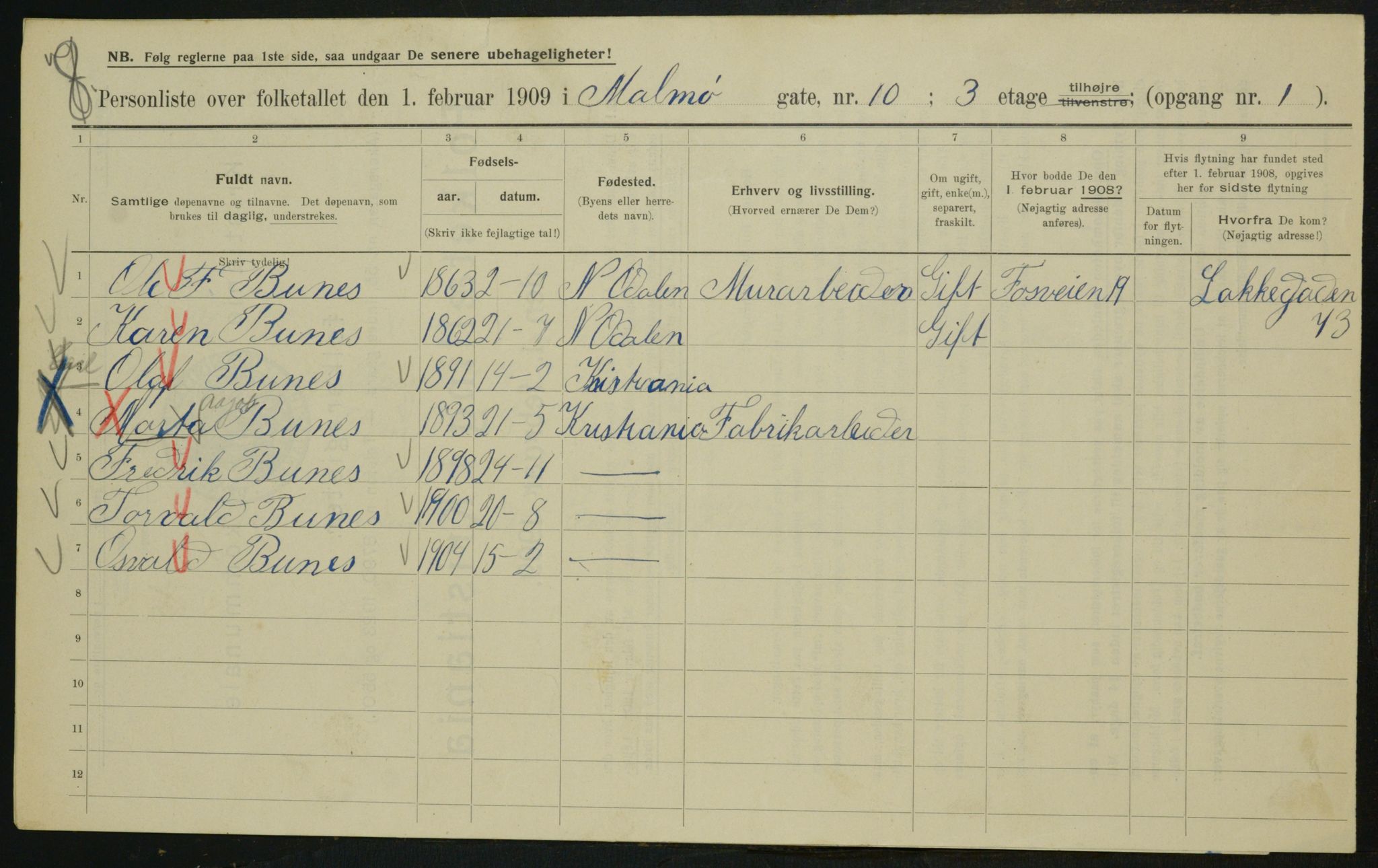 OBA, Municipal Census 1909 for Kristiania, 1909, p. 54629