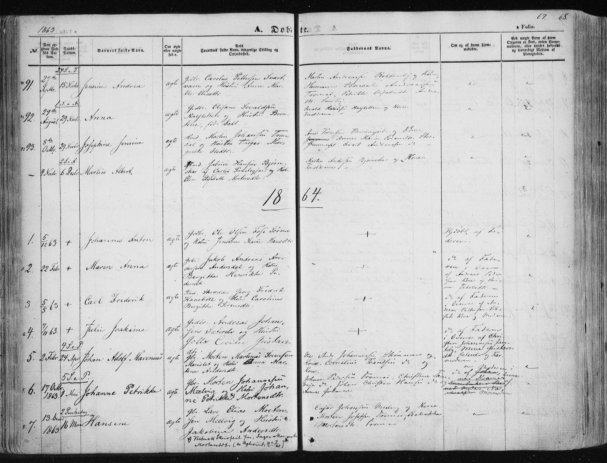 Tromsøysund sokneprestkontor, AV/SATØ-S-1304/G/Ga/L0001kirke: Parish register (official) no. 1, 1856-1867, p. 67