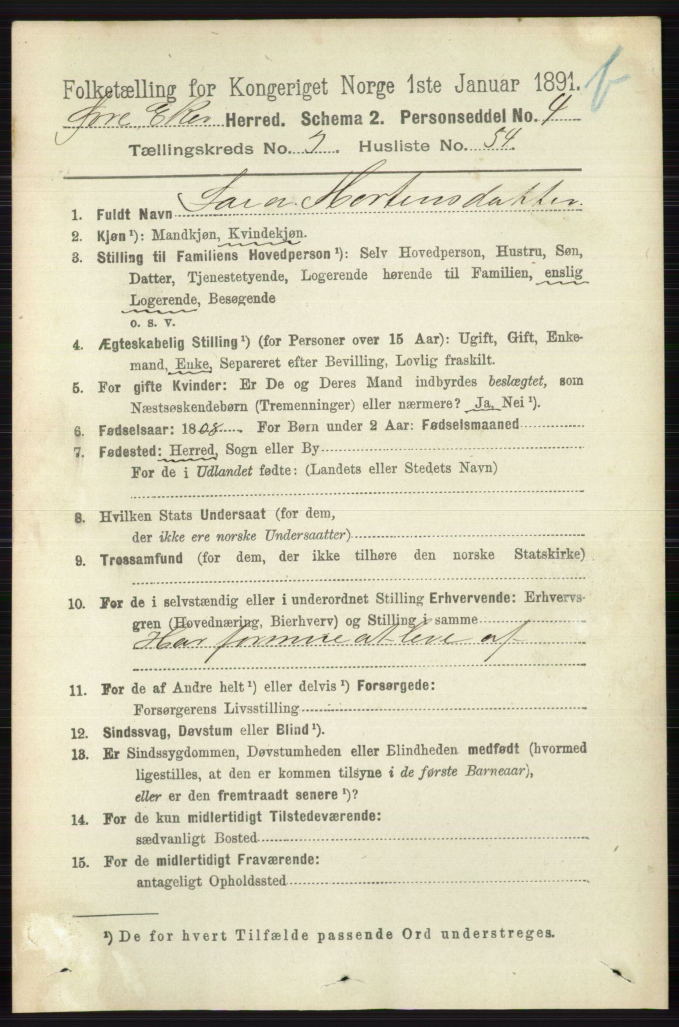 RA, 1891 census for 0624 Øvre Eiker, 1891, p. 9319