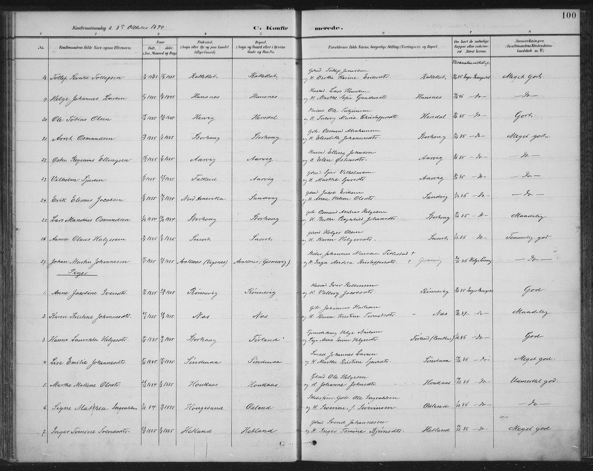 Tysvær sokneprestkontor, AV/SAST-A -101864/H/Ha/Haa/L0008: Parish register (official) no. A 8, 1897-1918, p. 100