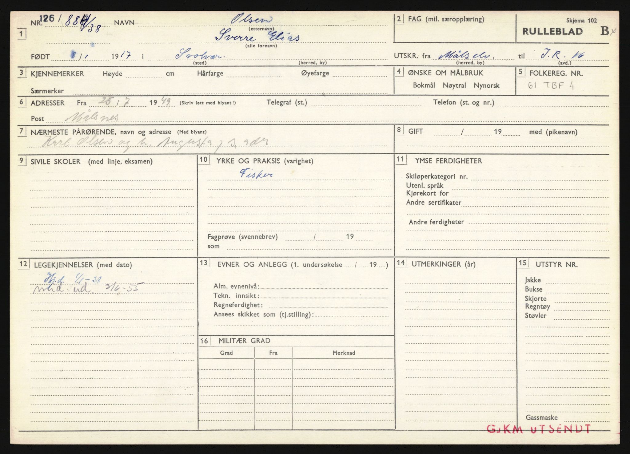 Forsvaret, Troms infanteriregiment nr. 16, AV/RA-RAFA-3146/P/Pa/L0022: Rulleblad for regimentets menige mannskaper, årsklasse 1938, 1938, p. 1291