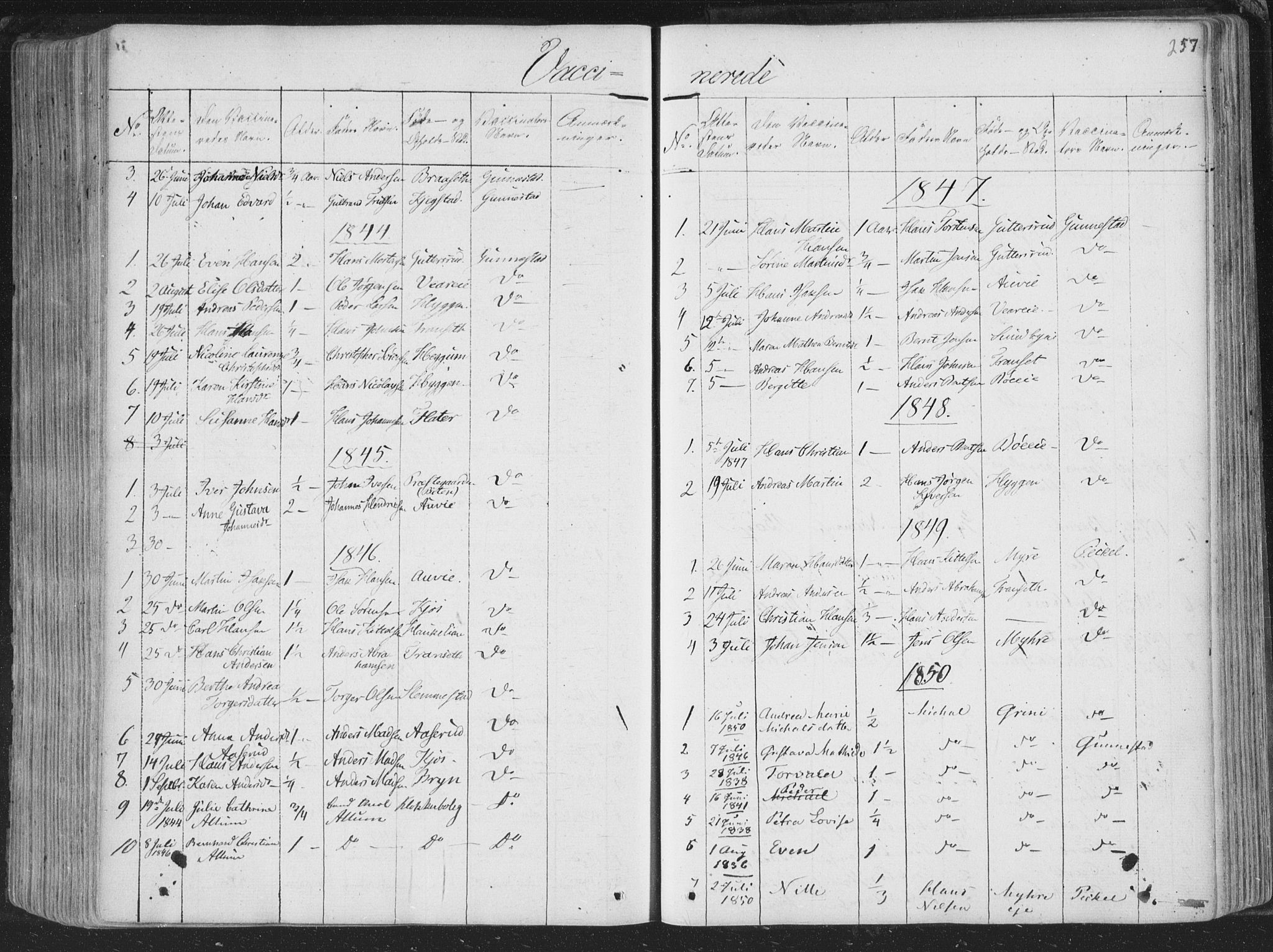 Røyken kirkebøker, AV/SAKO-A-241/F/Fa/L0005: Parish register (official) no. 5, 1833-1856, p. 257