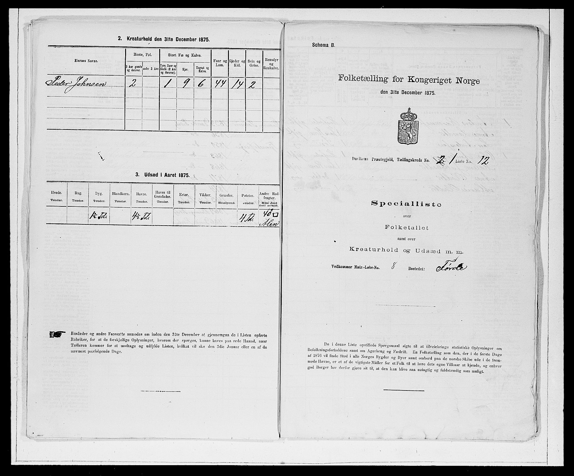 SAB, 1875 Census for 1442P Davik, 1875, p. 47