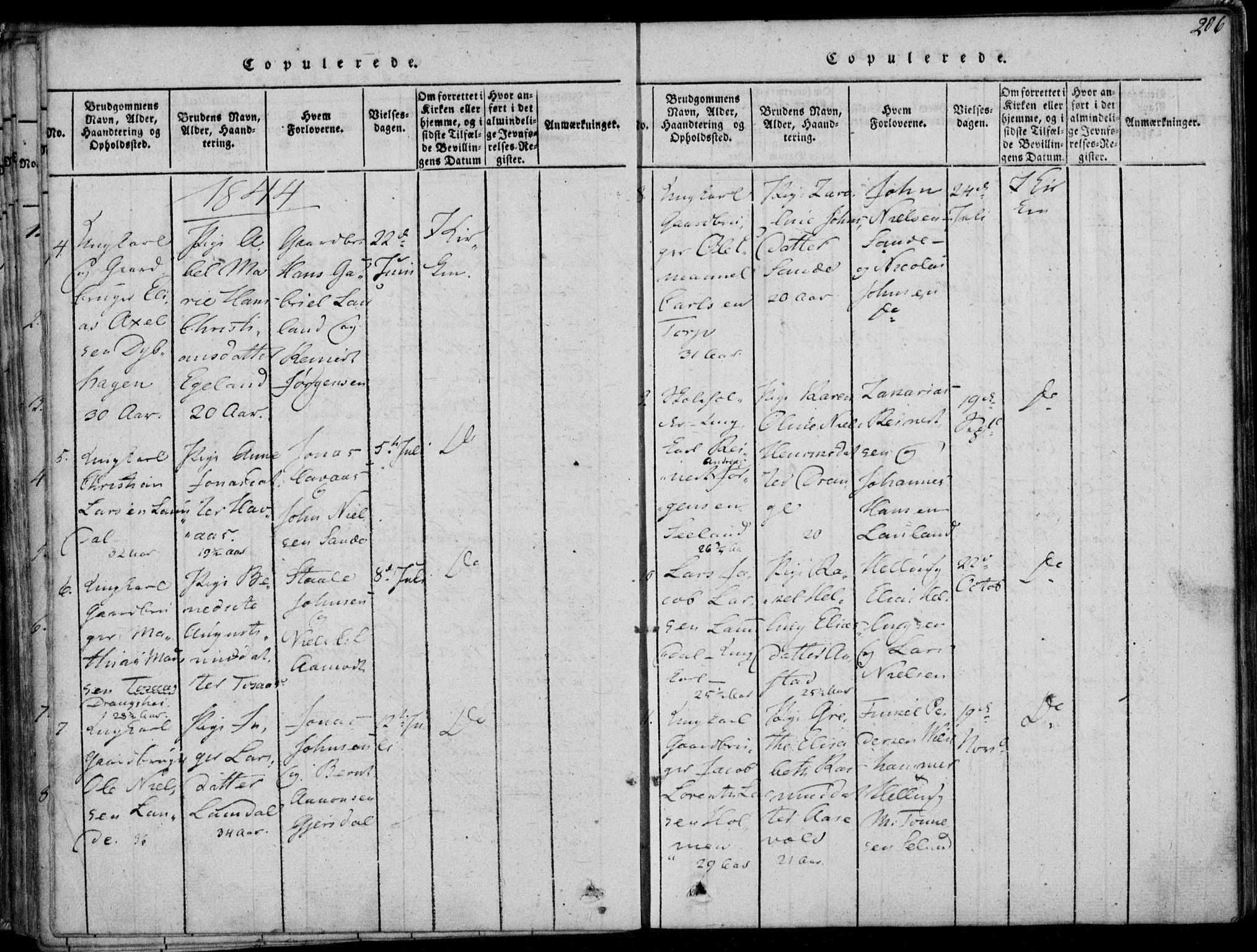 Herad sokneprestkontor, AV/SAK-1111-0018/F/Fa/Faa/L0003: Parish register (official) no. A 3, 1816-1844, p. 206