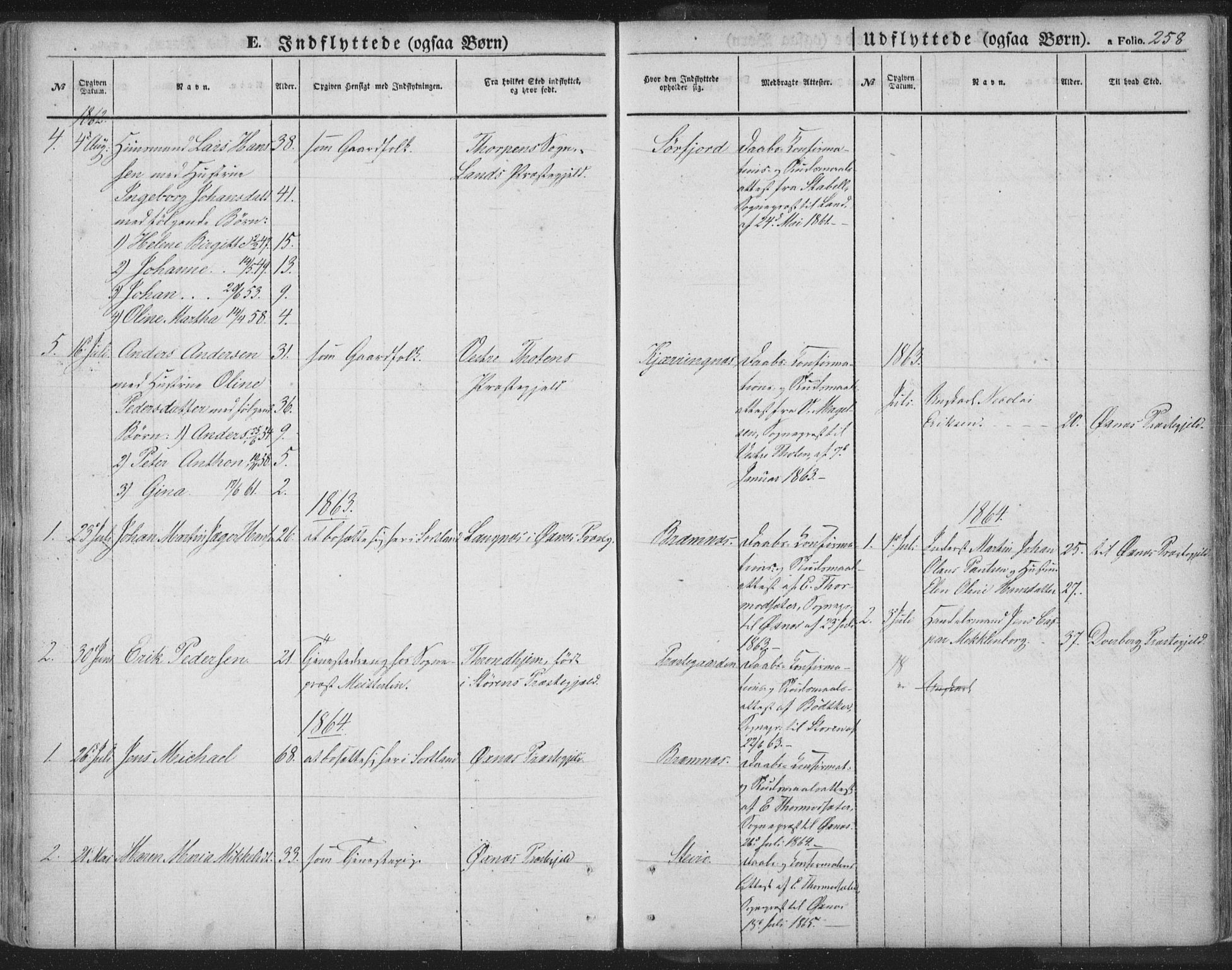 Ministerialprotokoller, klokkerbøker og fødselsregistre - Nordland, SAT/A-1459/895/L1369: Parish register (official) no. 895A04, 1852-1872, p. 258