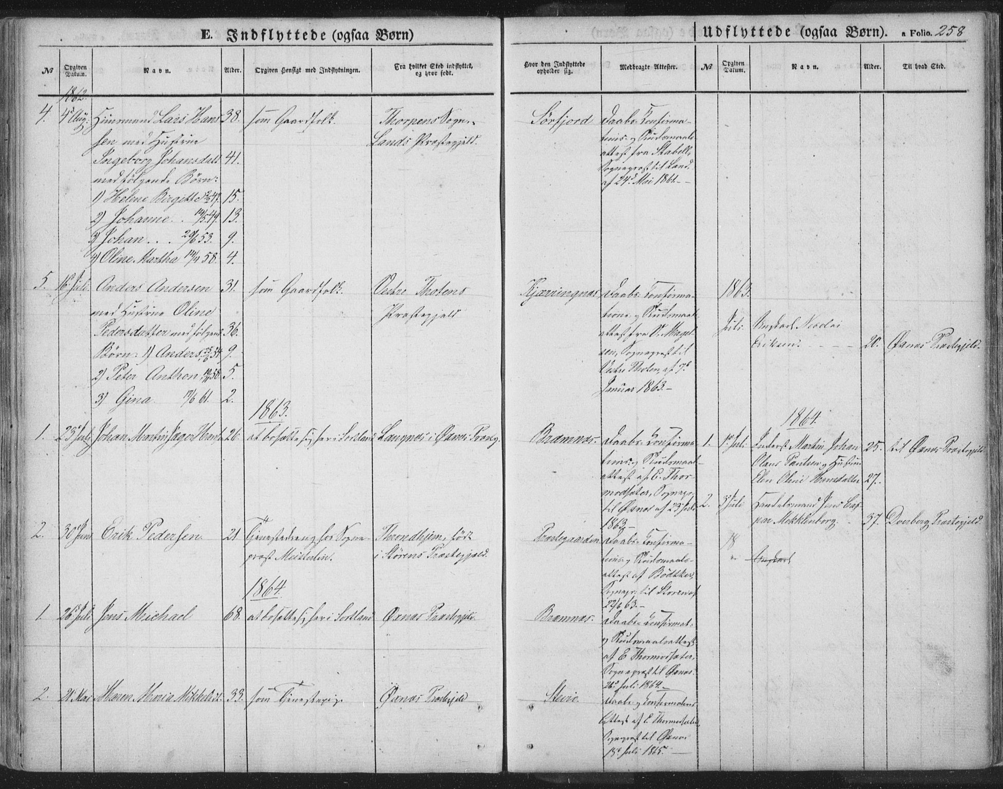 Ministerialprotokoller, klokkerbøker og fødselsregistre - Nordland, AV/SAT-A-1459/895/L1369: Parish register (official) no. 895A04, 1852-1872, p. 258