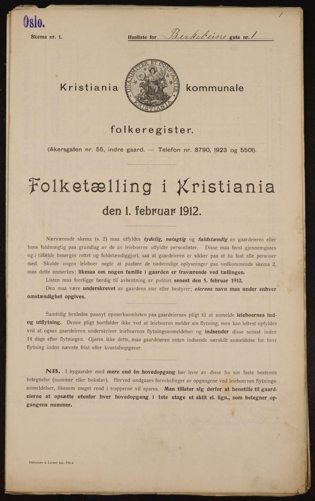 OBA, Municipal Census 1912 for Kristiania, 1912, p. 4918