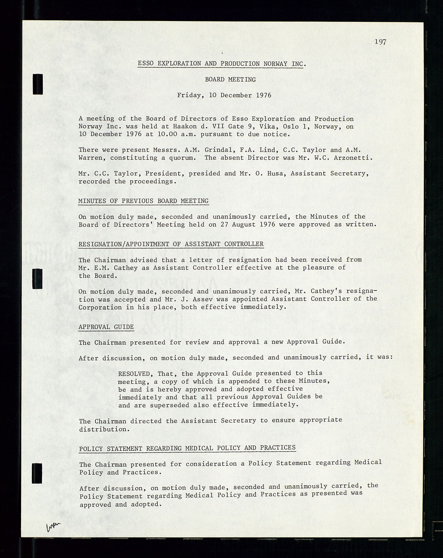 Pa 1512 - Esso Exploration and Production Norway Inc., AV/SAST-A-101917/A/Aa/L0001/0002: Styredokumenter / Corporate records, Board meeting minutes, Agreements, Stocholder meetings, 1975-1979, p. 48