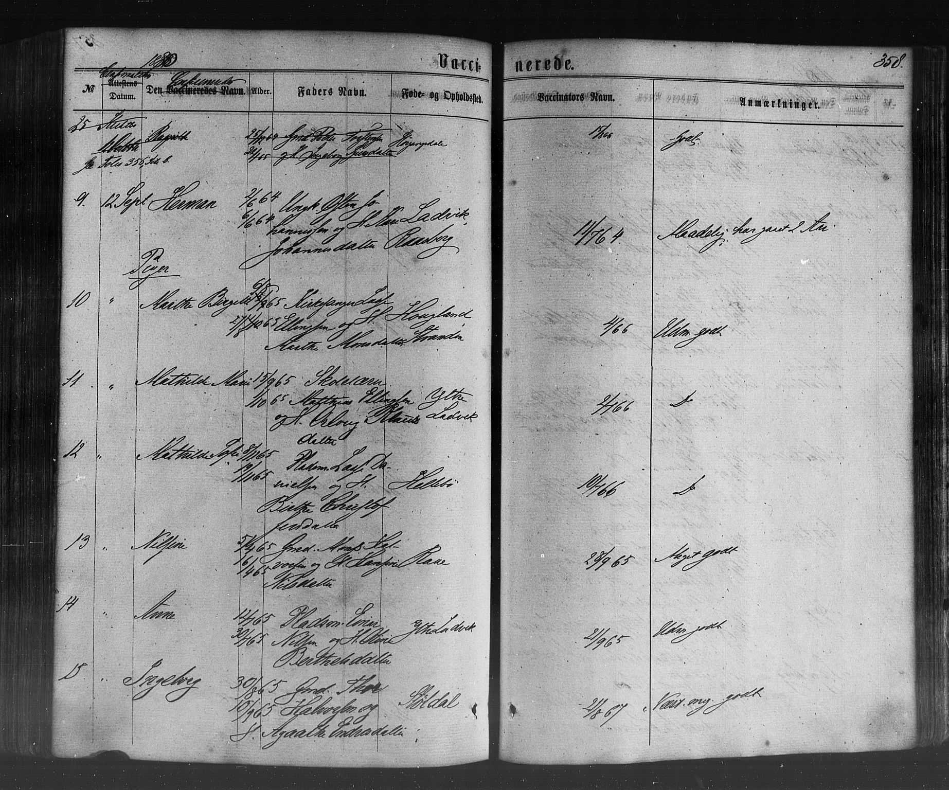 Lavik sokneprestembete, SAB/A-80901: Parish register (official) no. A 4, 1864-1881, p. 358
