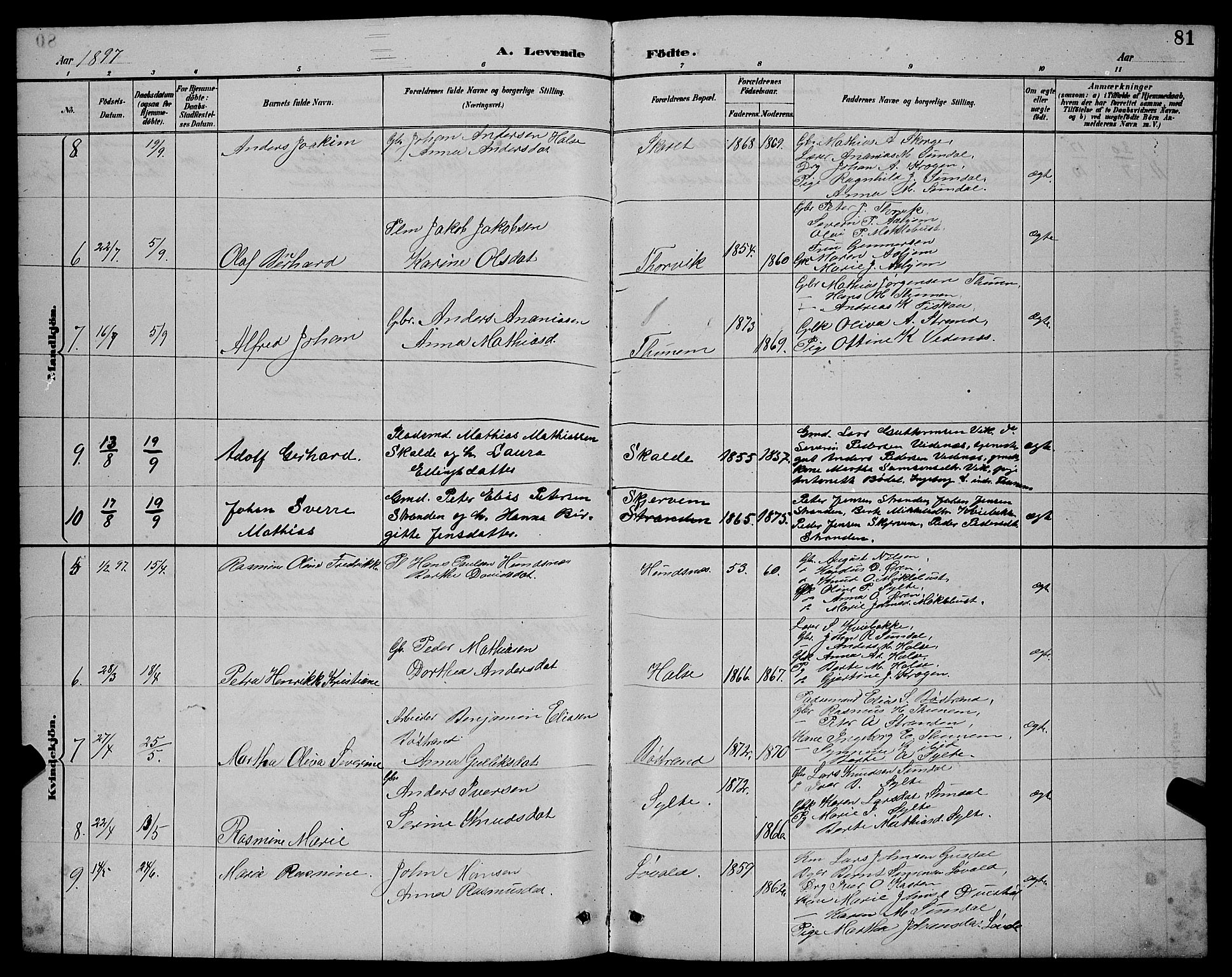 Ministerialprotokoller, klokkerbøker og fødselsregistre - Møre og Romsdal, AV/SAT-A-1454/501/L0017: Parish register (copy) no. 501C03, 1885-1901, p. 81