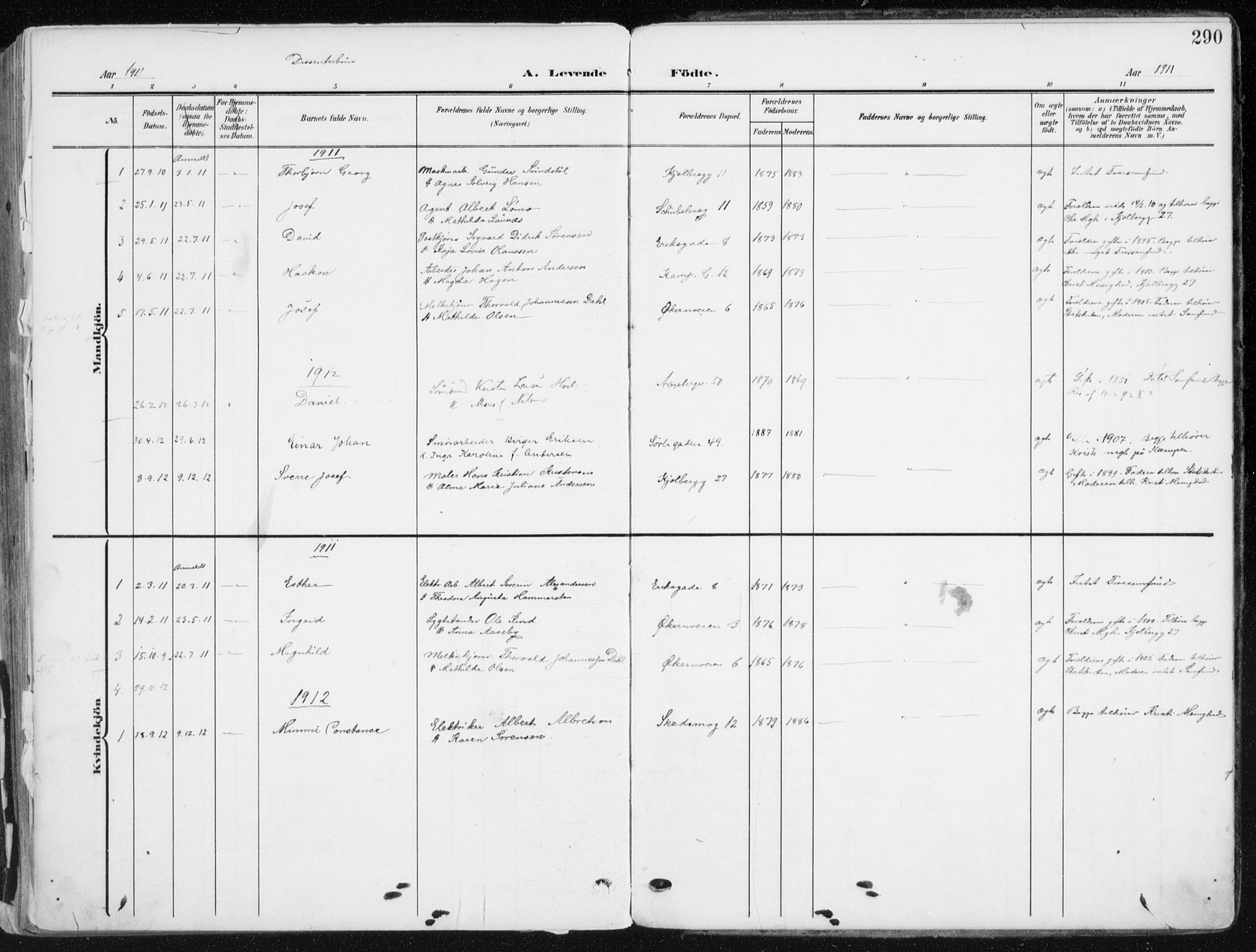 Kampen prestekontor Kirkebøker, AV/SAO-A-10853/F/Fa/L0010: Parish register (official) no. I 10, 1905-1917, p. 290