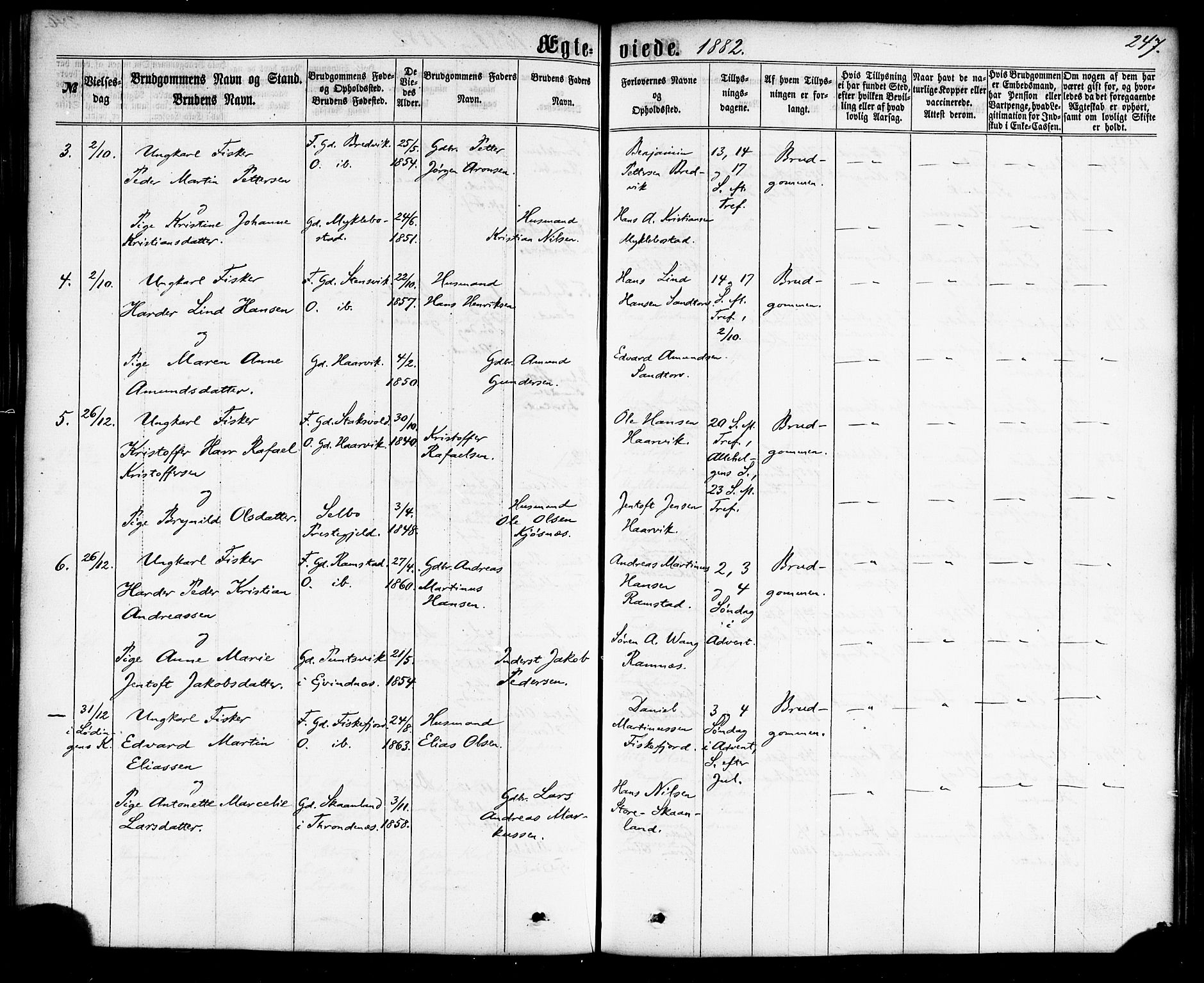 Ministerialprotokoller, klokkerbøker og fødselsregistre - Nordland, AV/SAT-A-1459/865/L0923: Parish register (official) no. 865A01, 1864-1884, p. 247