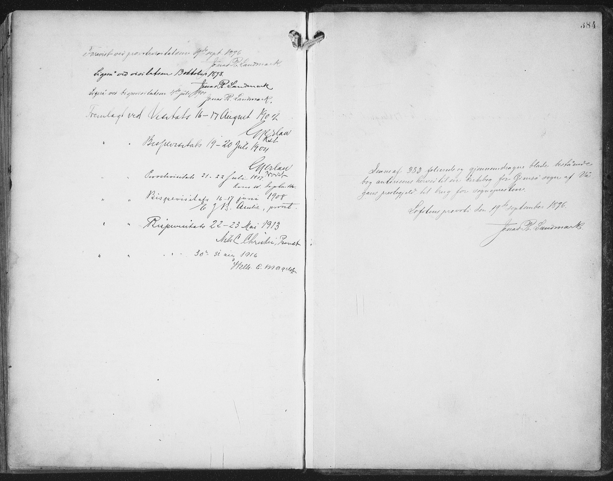 Ministerialprotokoller, klokkerbøker og fødselsregistre - Nordland, SAT/A-1459/876/L1098: Parish register (official) no. 876A04, 1896-1915, p. 384