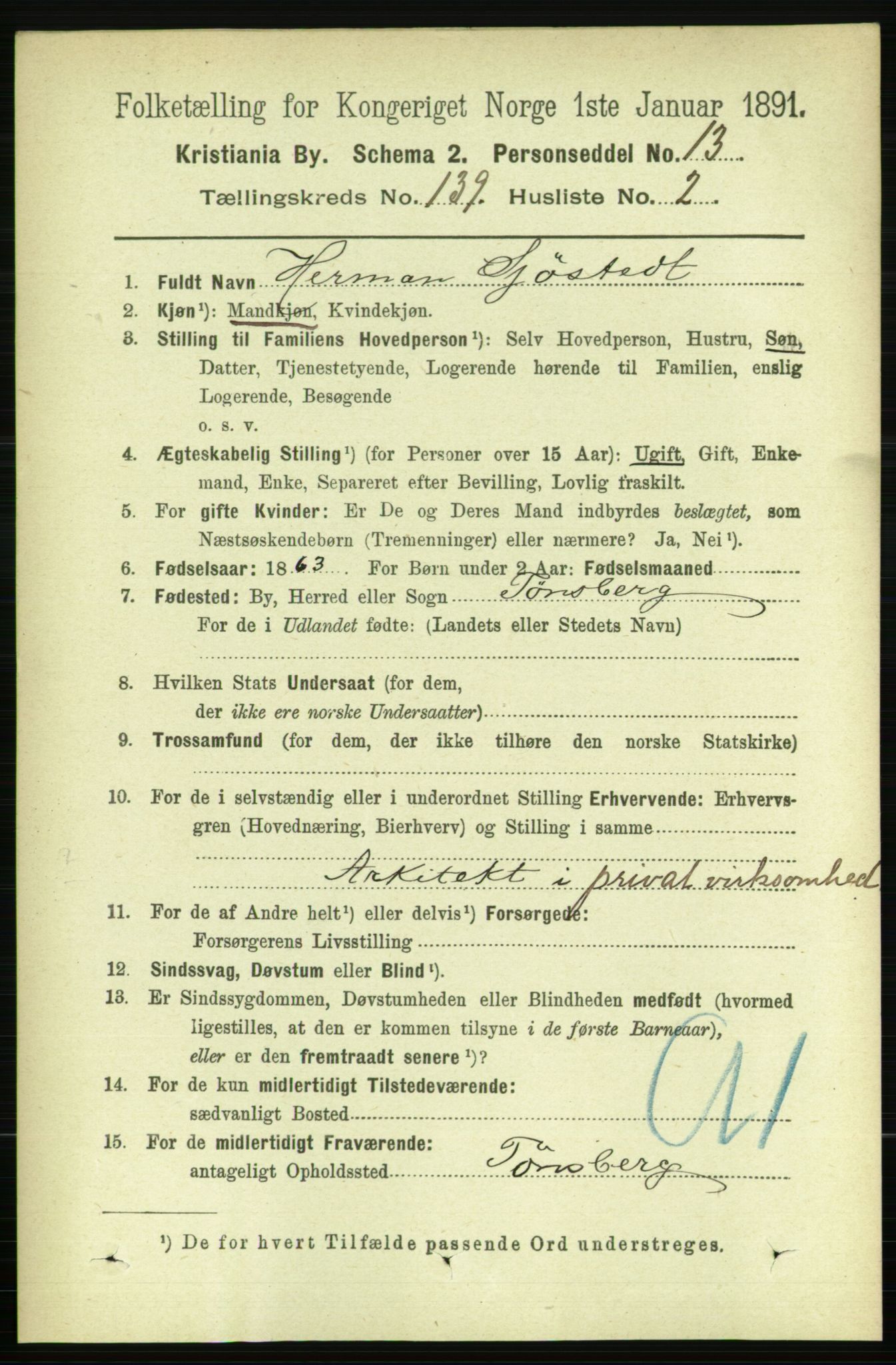 RA, 1891 census for 0301 Kristiania, 1891, p. 77076