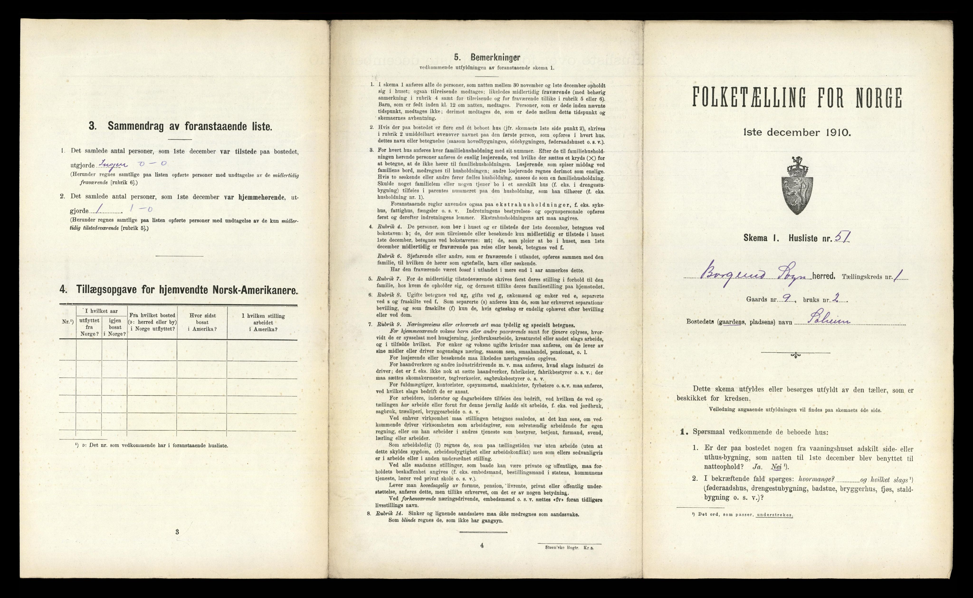 RA, 1910 census for Borgund, 1910, p. 117