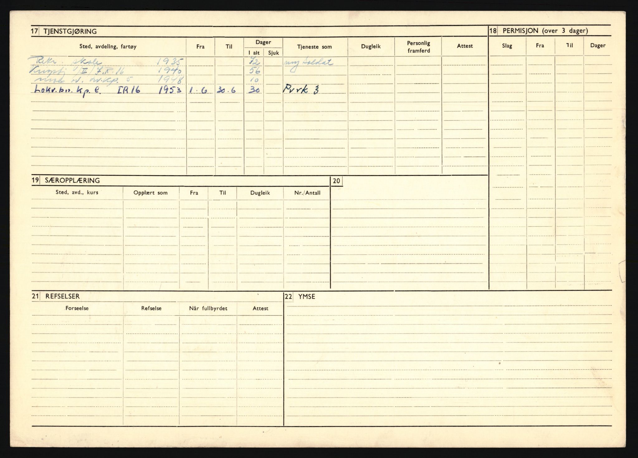 Forsvaret, Troms infanteriregiment nr. 16, AV/RA-RAFA-3146/P/Pa/L0019: Rulleblad for regimentets menige mannskaper, årsklasse 1935, 1935, p. 260