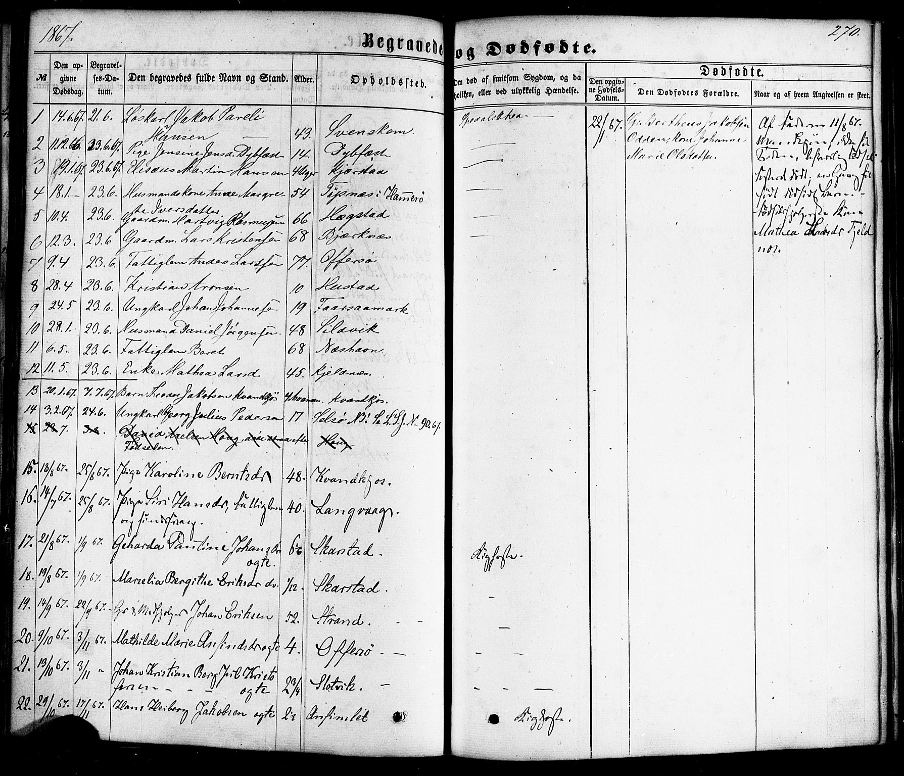 Ministerialprotokoller, klokkerbøker og fødselsregistre - Nordland, AV/SAT-A-1459/872/L1034: Parish register (official) no. 872A09, 1864-1884, p. 270