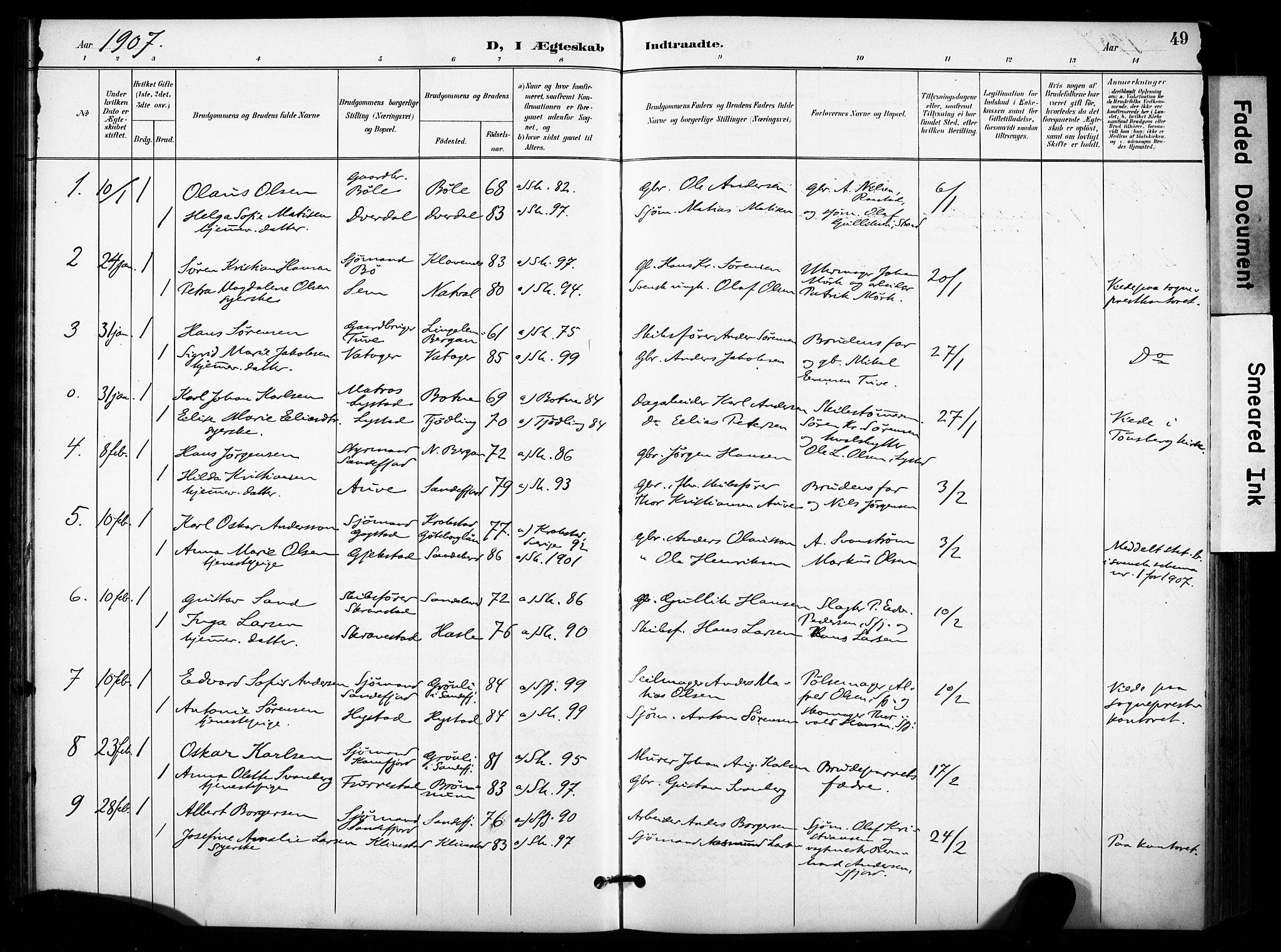 Sandar kirkebøker, SAKO/A-243/F/Fa/L0015: Parish register (official) no. 15, 1896-1907, p. 49