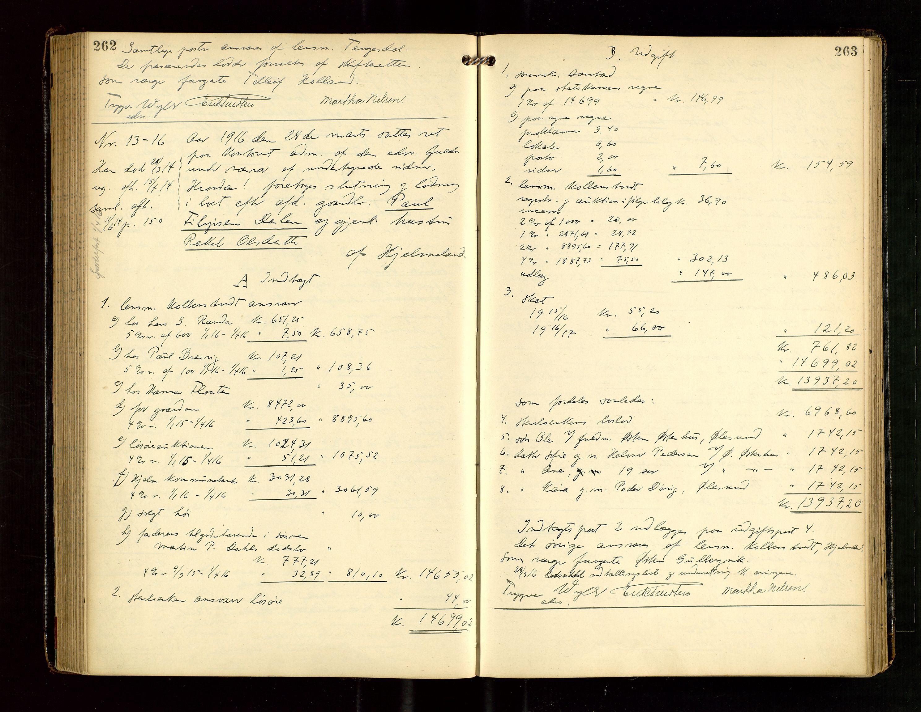 Ryfylke tingrett, AV/SAST-A-100055/001/IV/IVG/L0004: Skifteutlodningsprotokoll Med register, 1912-1918, p. 262-263