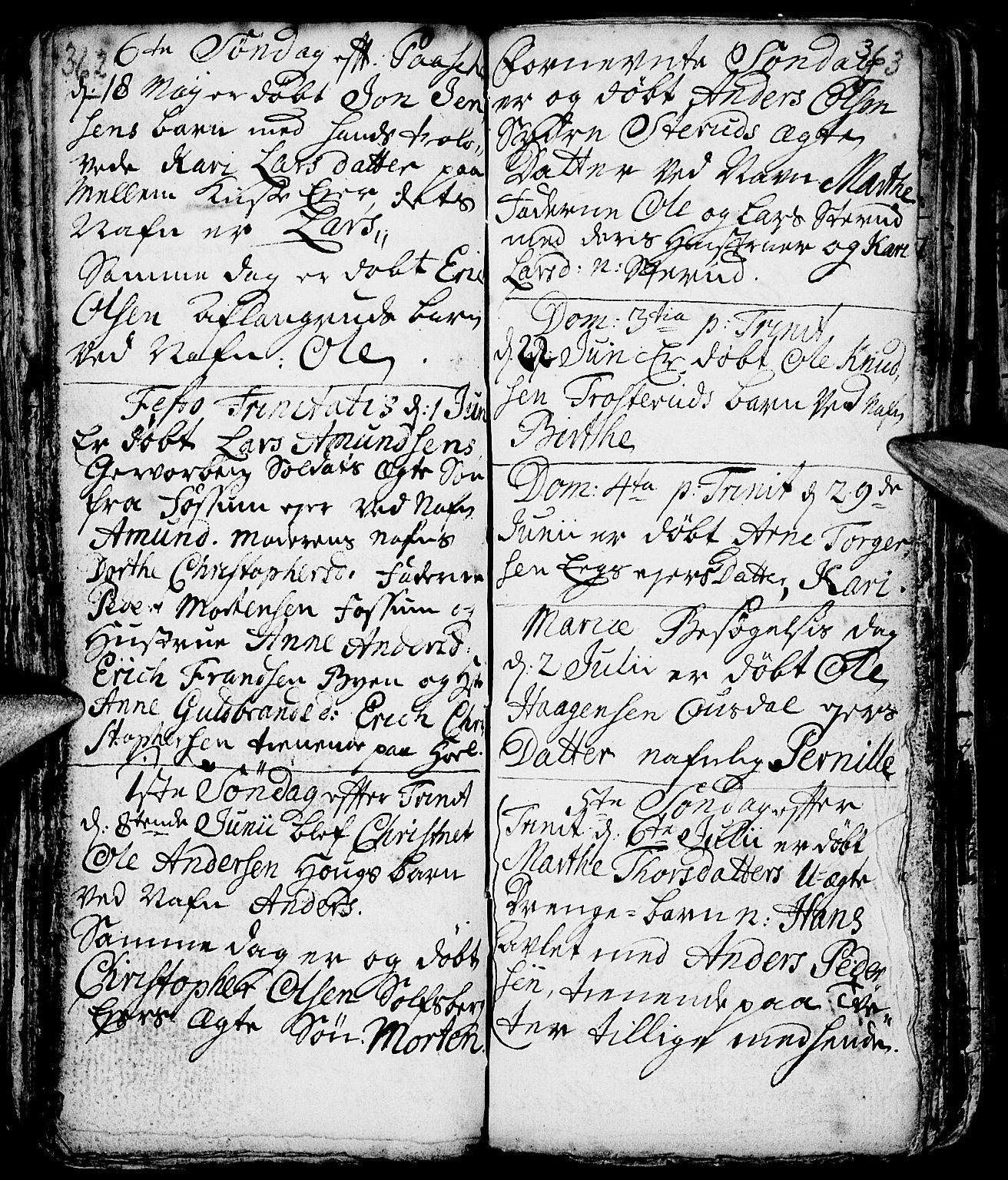 Nes prestekontor, Hedmark, AV/SAH-PREST-020/L/La/L0001: Parish register (copy) no. 1, 1663-1784, p. 362-363