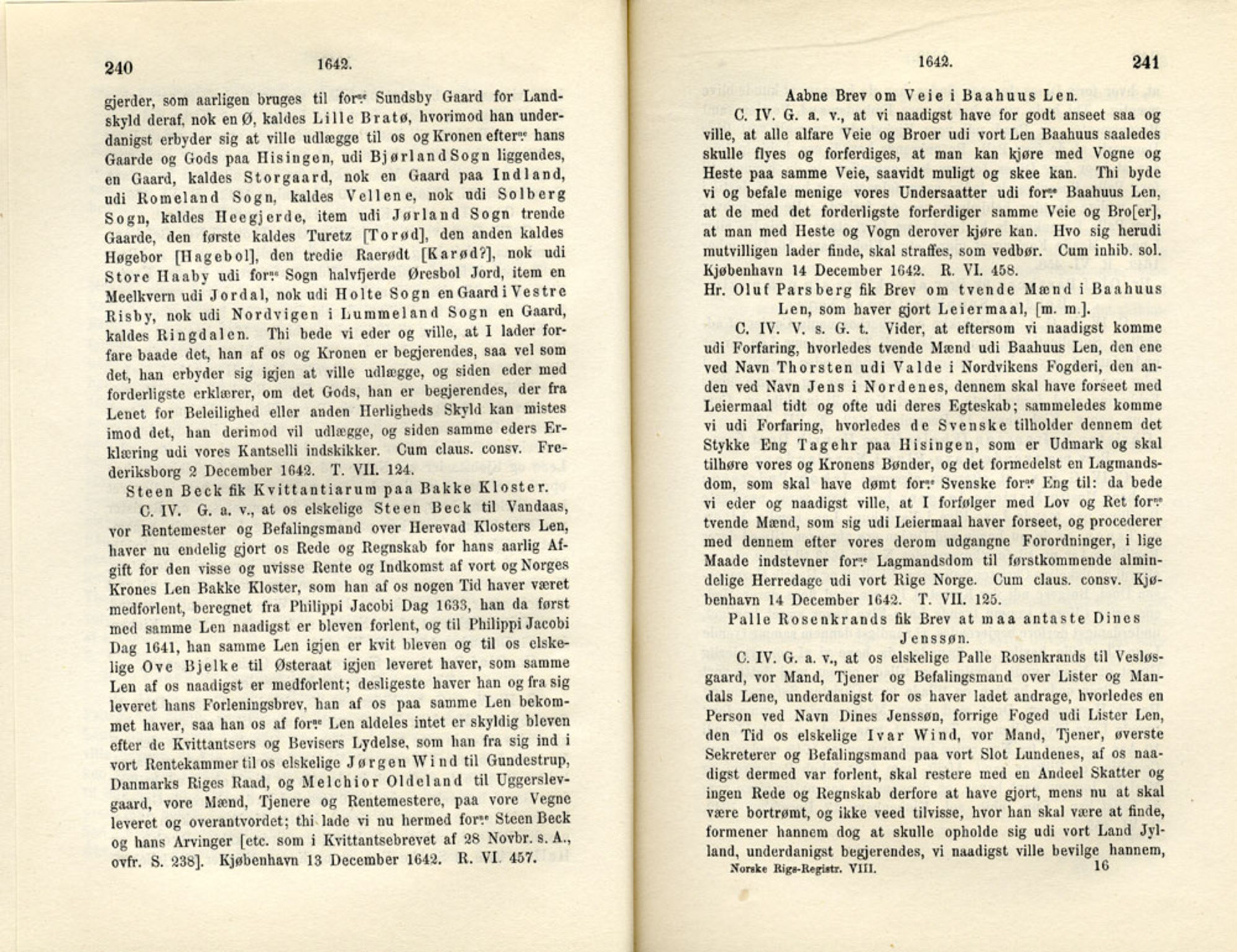 Publikasjoner utgitt av Det Norske Historiske Kildeskriftfond, PUBL/-/-/-: Norske Rigs-Registranter, bind 8, 1641-1648, p. 240-241