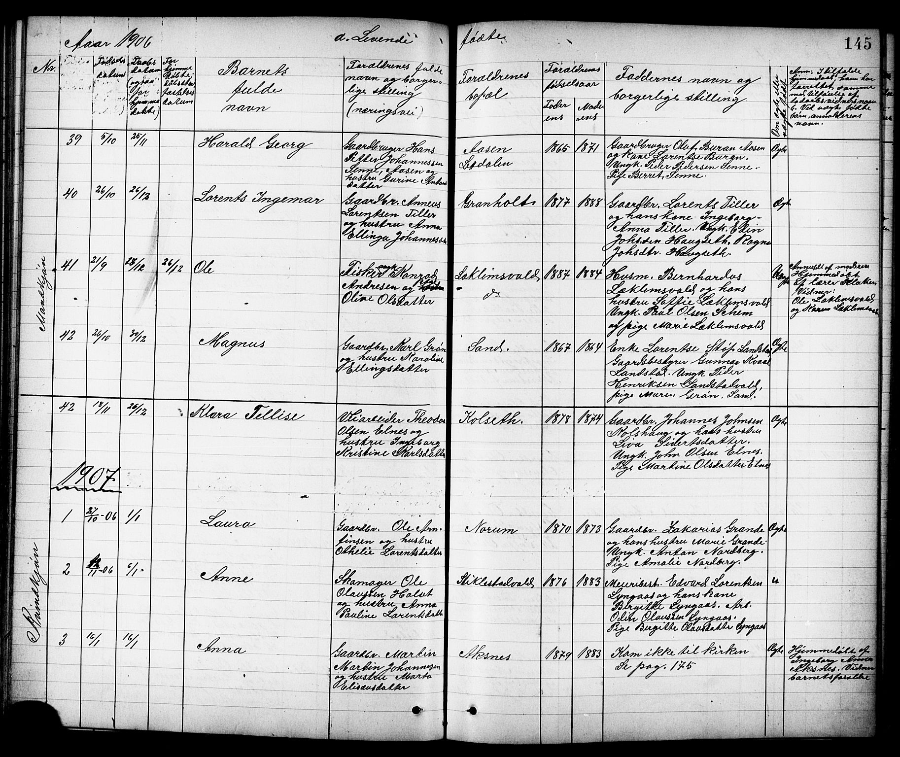 Ministerialprotokoller, klokkerbøker og fødselsregistre - Nord-Trøndelag, SAT/A-1458/723/L0257: Parish register (copy) no. 723C05, 1890-1907, p. 145