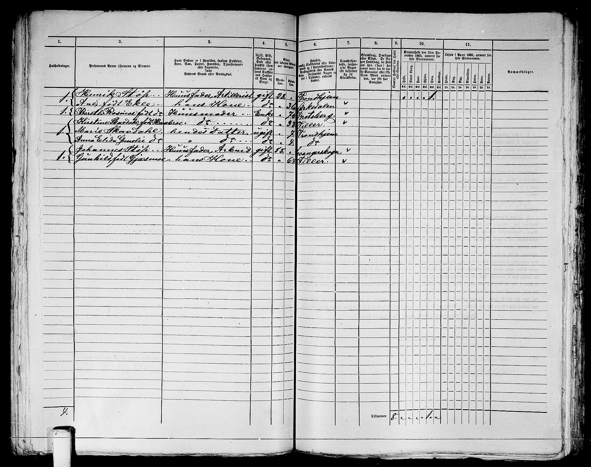 RA, 1865 census for Trondheim, 1865, p. 1276