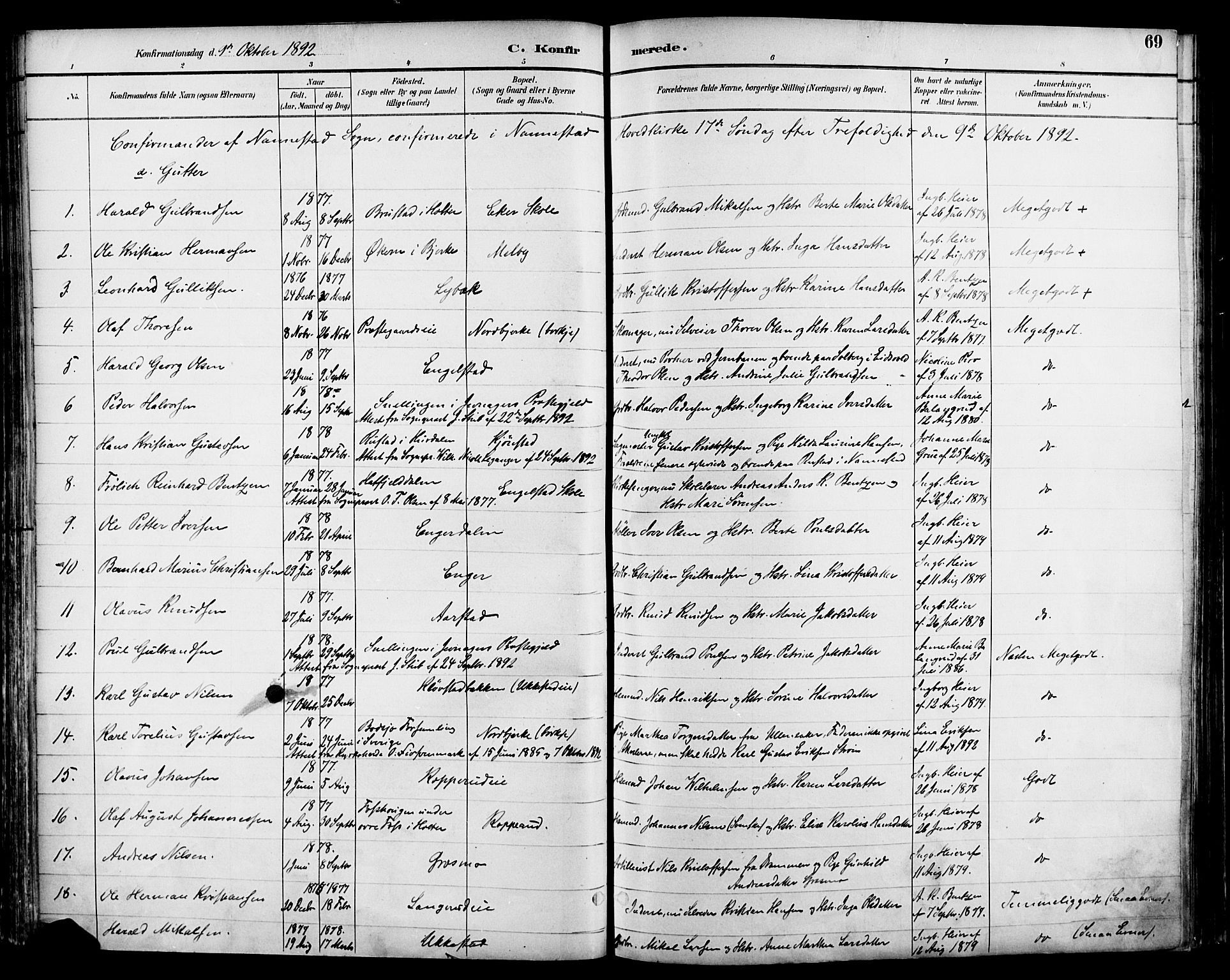 Nannestad prestekontor Kirkebøker, SAO/A-10414a/F/Fa/L0015: Parish register (official) no. I 15, 1891-1905, p. 69