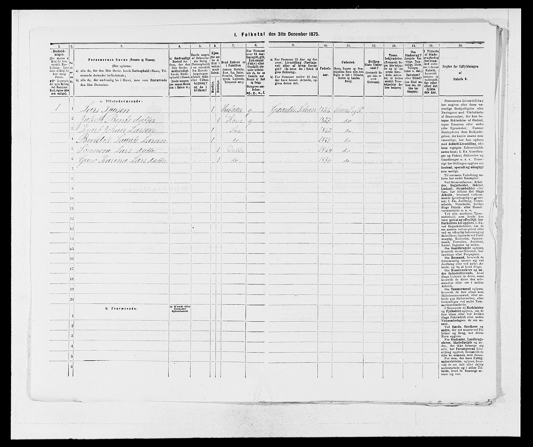 SAB, 1875 census for 1216P Sveio, 1875, p. 1102