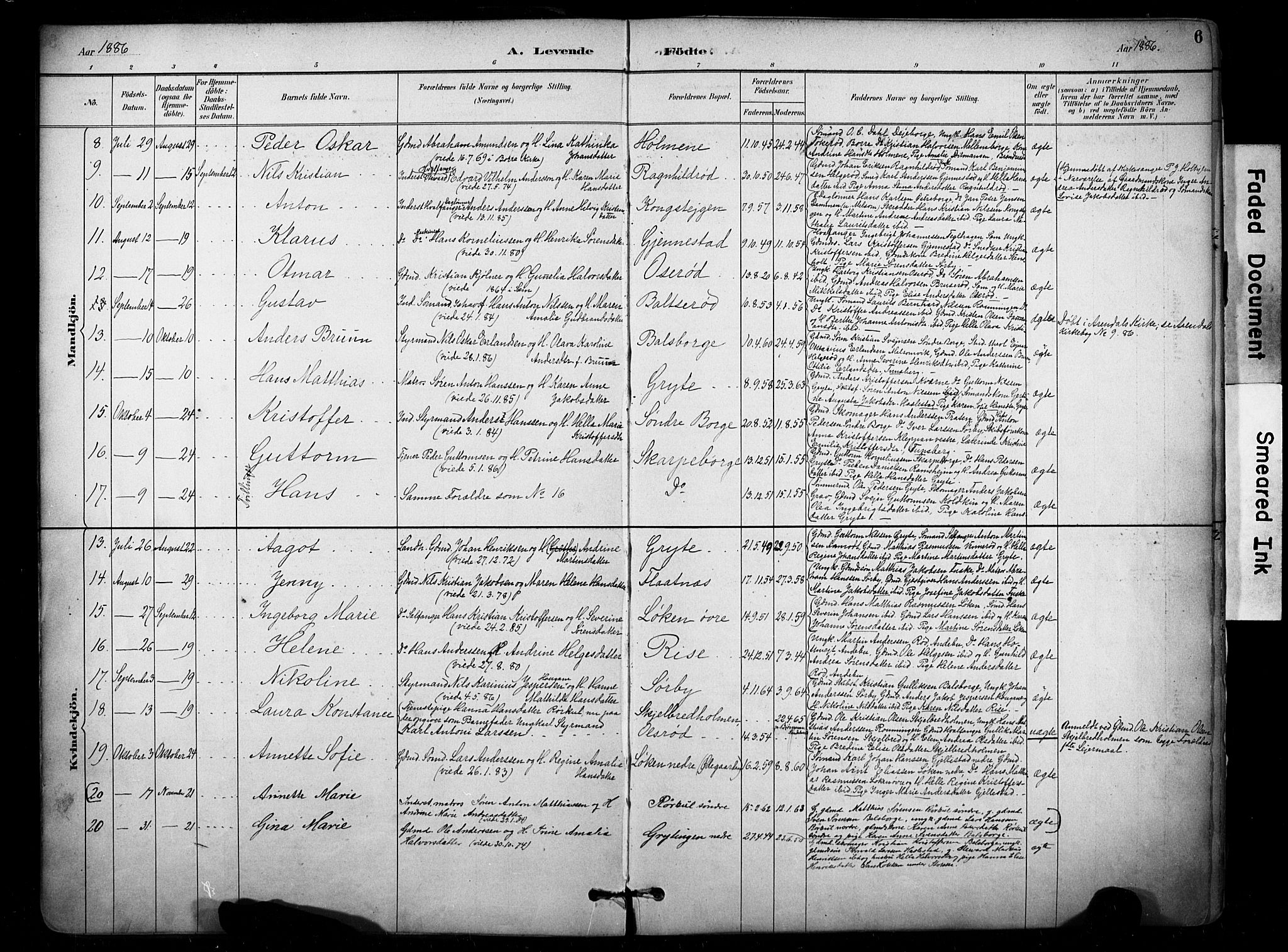 Stokke kirkebøker, AV/SAKO-A-320/F/Fb/L0001: Parish register (official) no. II 1, 1884-1910, p. 6