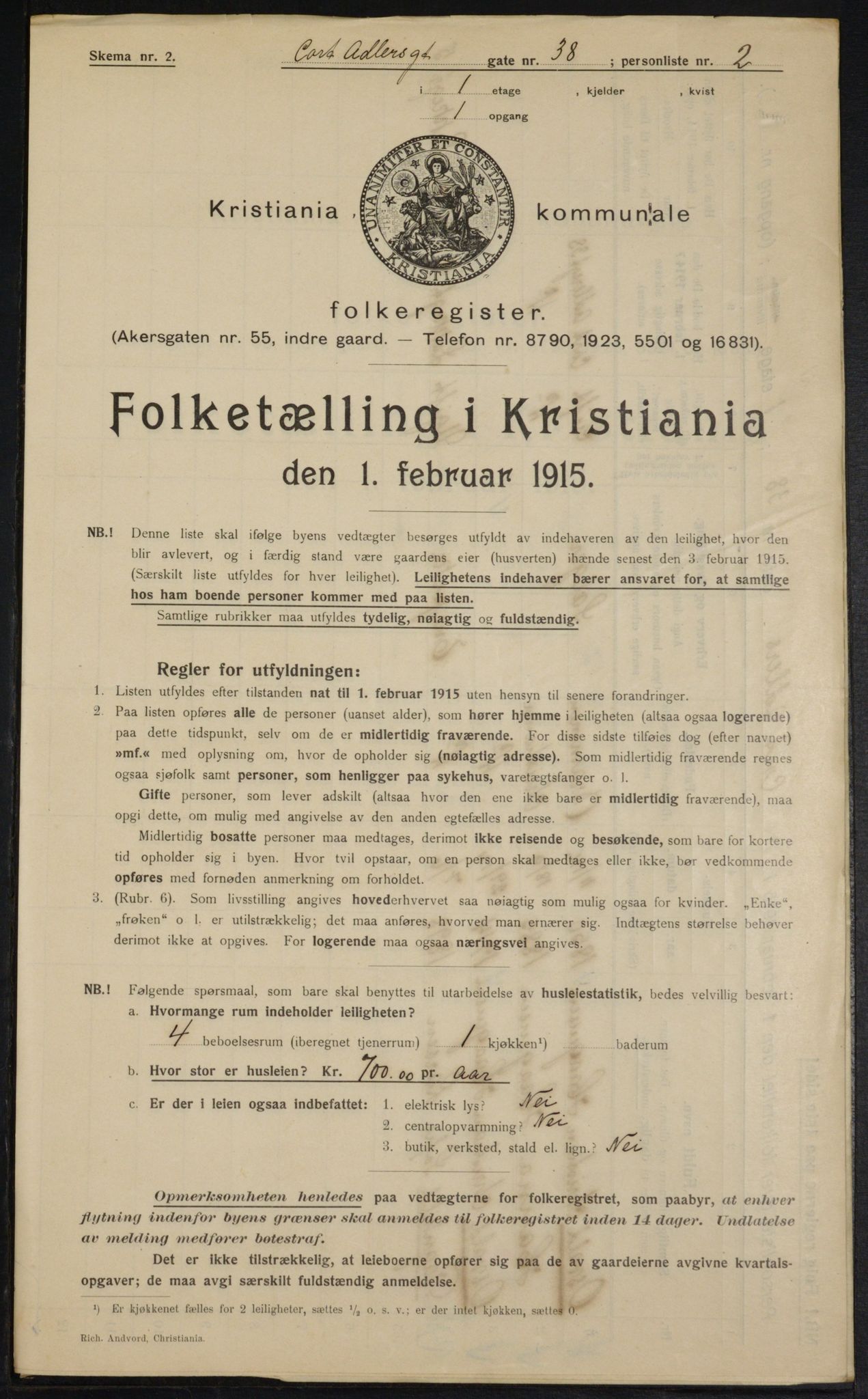 OBA, Municipal Census 1915 for Kristiania, 1915, p. 14012