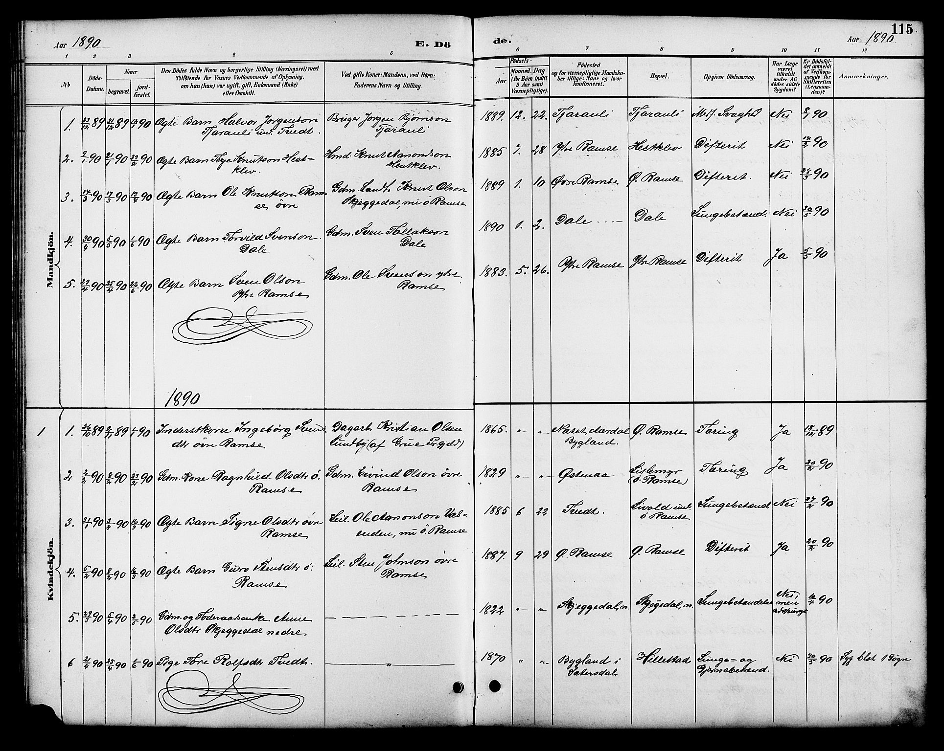 Åmli sokneprestkontor, SAK/1111-0050/F/Fb/Fbb/L0002: Parish register (copy) no. B 2, 1890-1905, p. 115