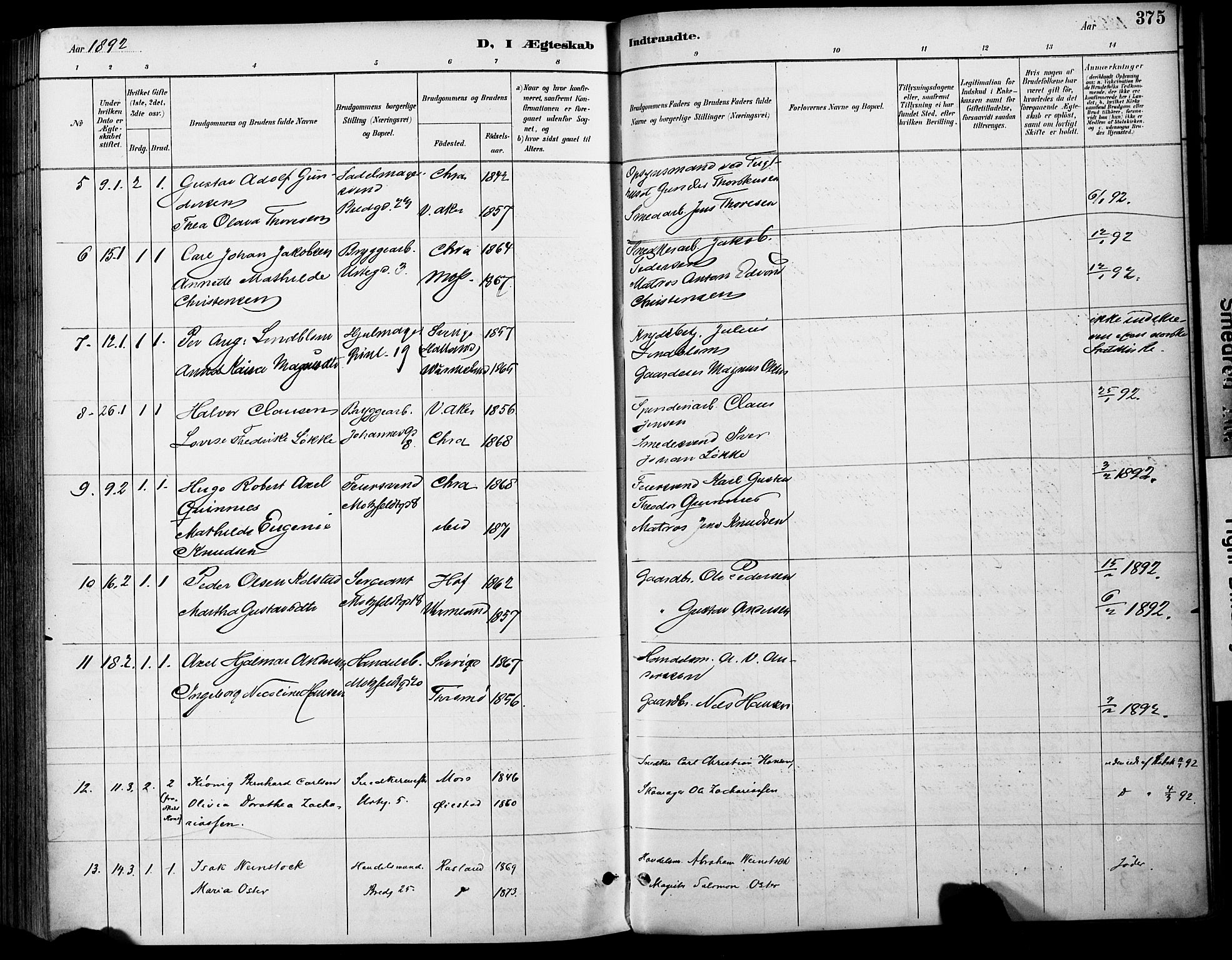 Grønland prestekontor Kirkebøker, AV/SAO-A-10848/F/Fa/L0013: Parish register (official) no. 13, 1887-1906, p. 375