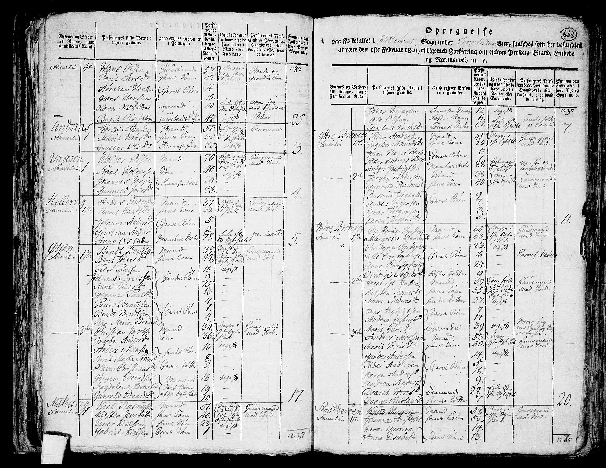 RA, 1801 census for 1617P Hitra, 1801, p. 662b-663a