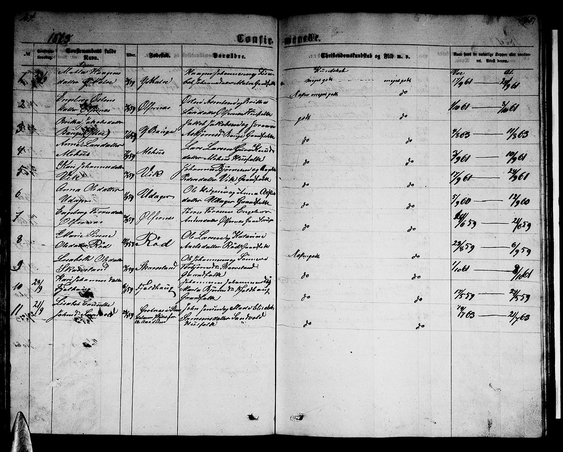 Husnes Sokneprestembete, AV/SAB-A-75901/H/Hab: Parish register (copy) no. B 1, 1860-1883, p. 164-165